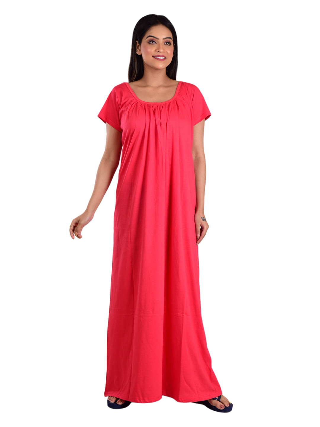 PIYALI'S CREATION WOMEN'S Red Hosiery Women's Nightwear Nighty & Night Gowns ( Pack of 1 ) PIYALI'S CREATION WOMEN'S Red Hosiery Women's Nightwear Nighty & Night Gowns ( Pack of 1 )