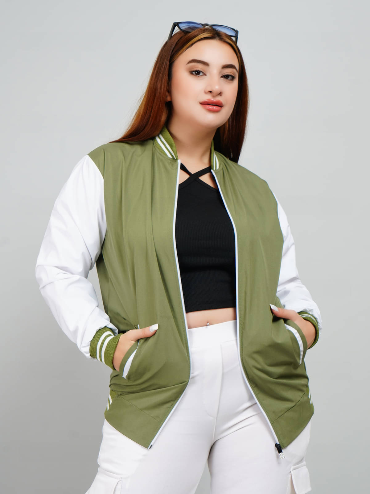     			PLUS PARADISE Women Bomber Jacket ( Green )
