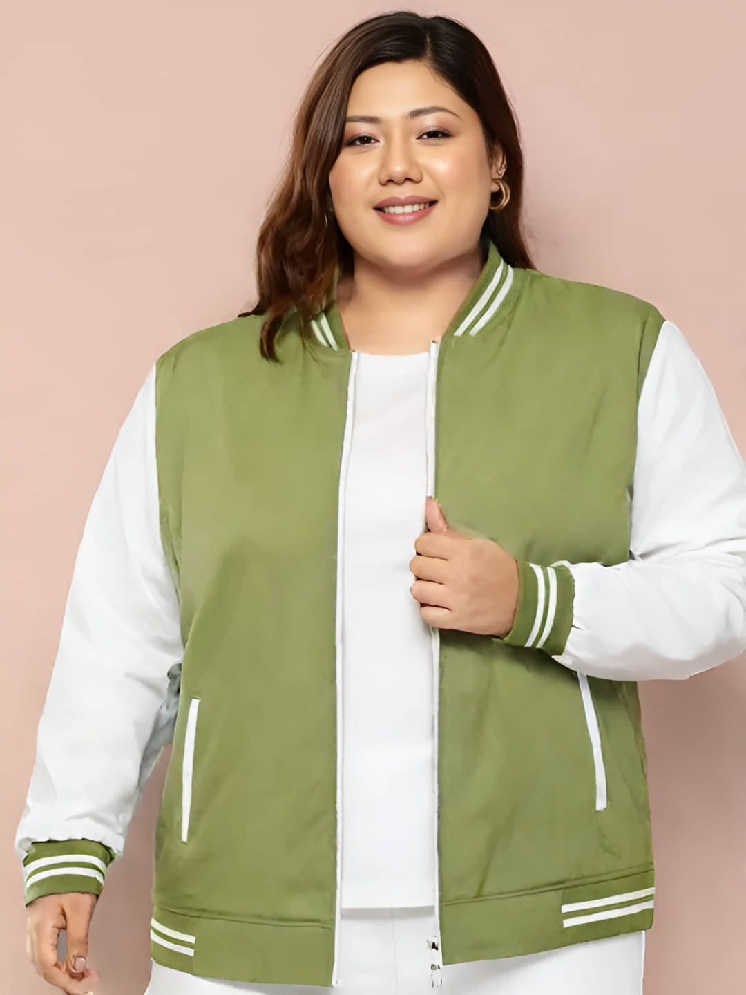PLUS PARADISE - Polyester Green Bomber Jackets PLUS PARADISE - Polyester Green Bomber Jackets