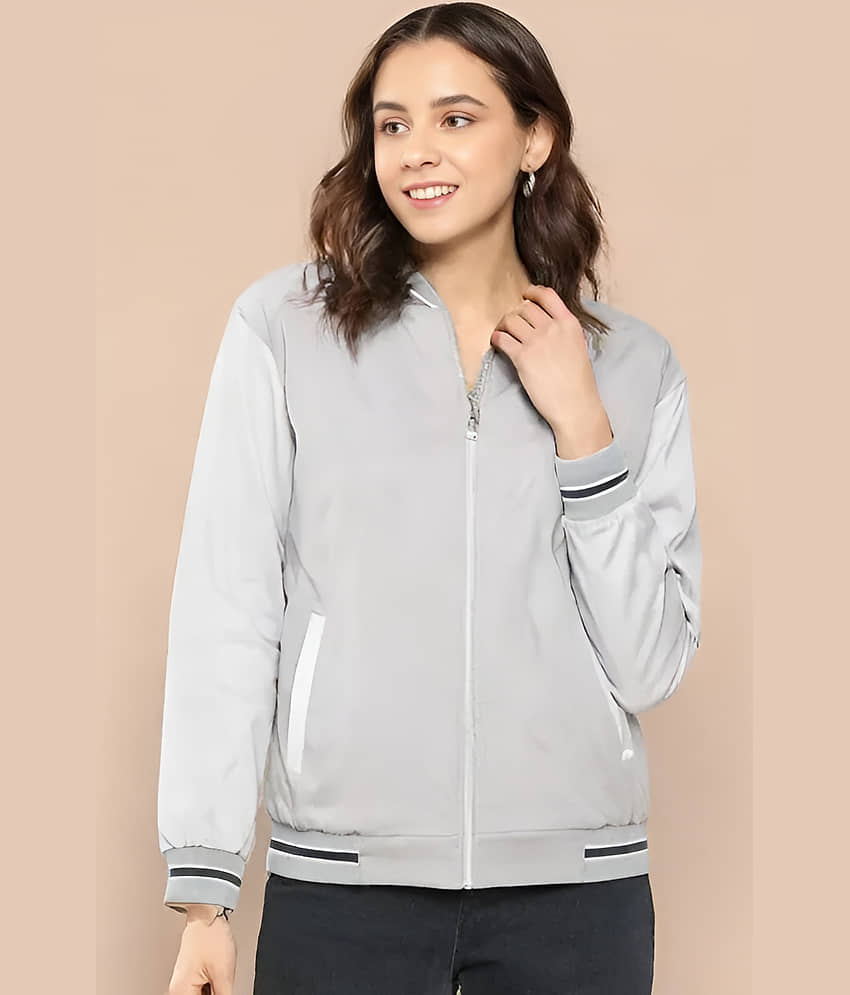 PLUS PARADISE Women Bomber Jacket ( Grey ) - Jackets & Coats | Buy online on ZillyBuy