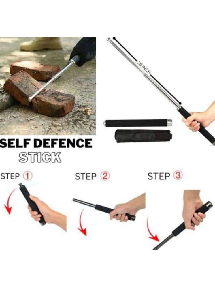 QitmirMKT Multifunction Portable Heavy Metal Collapsible Stainless Steel Survival Safety Rod ( Pack of 1 ) - Sports and Fitness Equipment | Buy online on ZillyBuy
