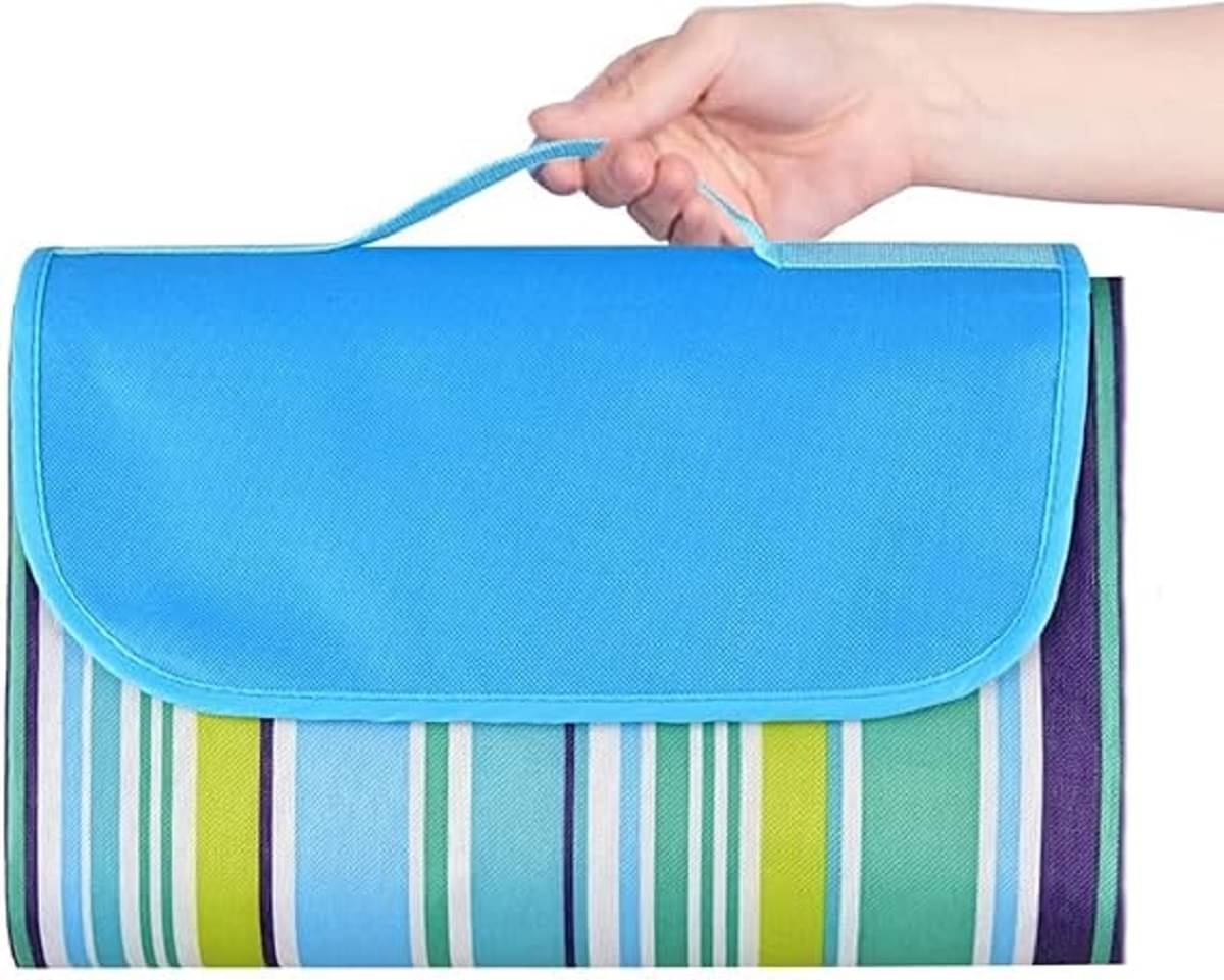 RAMDEV ENTERPRISE Polyester Picnic Mat Waterproof Sandproof Foldable Portable Outdoor Picnic Blankets Mat for Beach Camping On Grass Picnic Mat Beach Mat Foldable 71 X 57 Inches (Blue) RAMDEV ENTERPRISE Polyester Picnic Mat Waterproof Sandproof Foldable Portable Outdoor Picnic Blankets Mat for Beach Camping On Grass Picnic Mat Beach Mat Foldable 71 X 57 Inches (Blue)