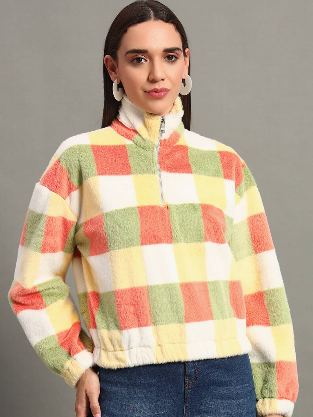 RELANE Women Polyester High Neck Sweatshirt ( Yellow ) RELANE Women Polyester High Neck Sweatshirt ( Yellow )