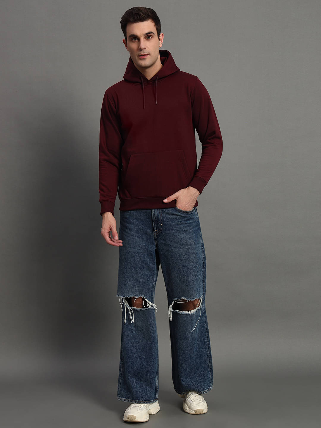     			Riss Cotton Blend Hooded Men's Sweatshirt - Wine ( Pack of 1 )