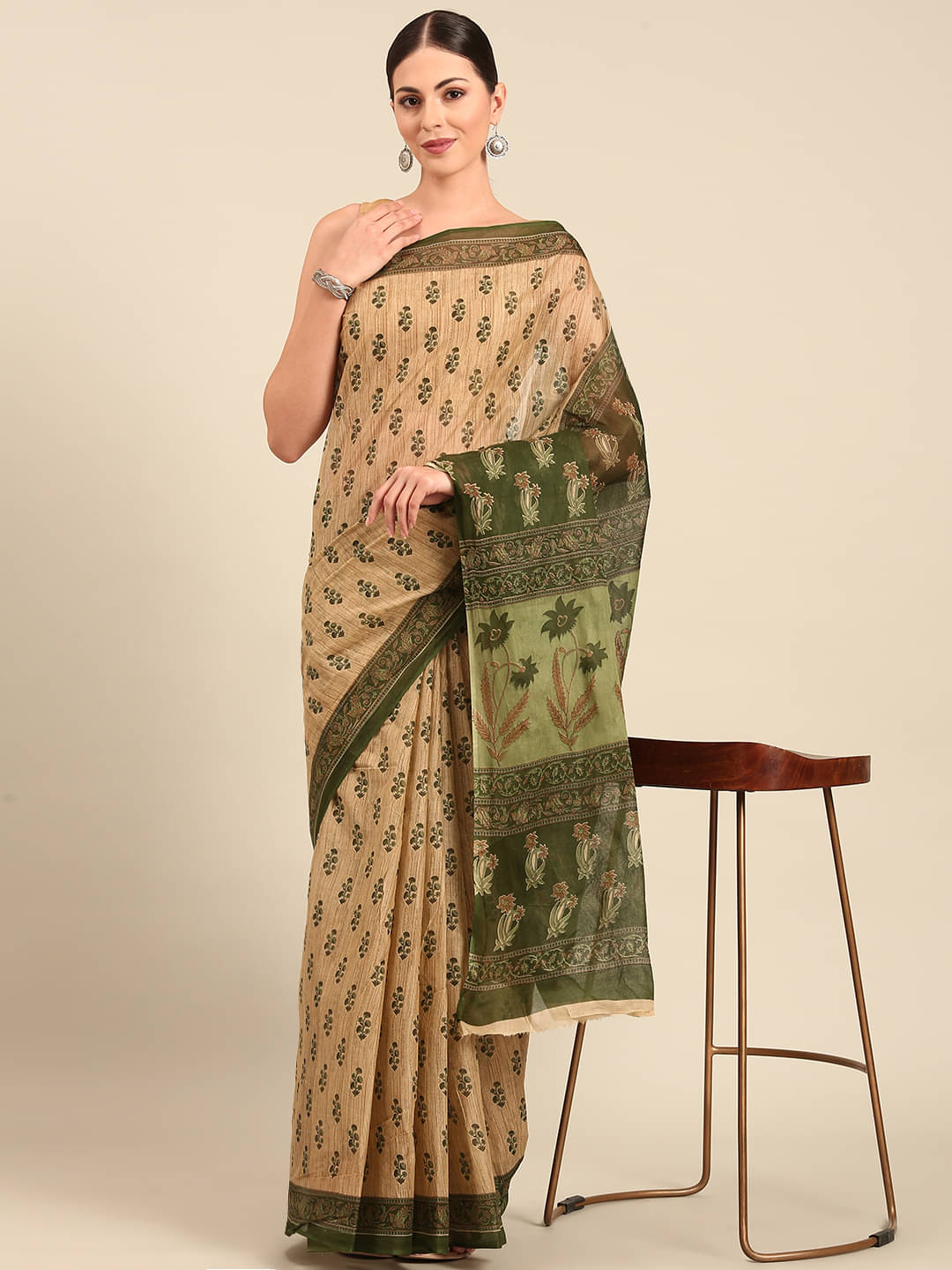 SHANVIKA Cotton Printed Saree Without Blouse Piece ( Beige ) SHANVIKA Cotton Printed Saree Without Blouse Piece ( Beige )