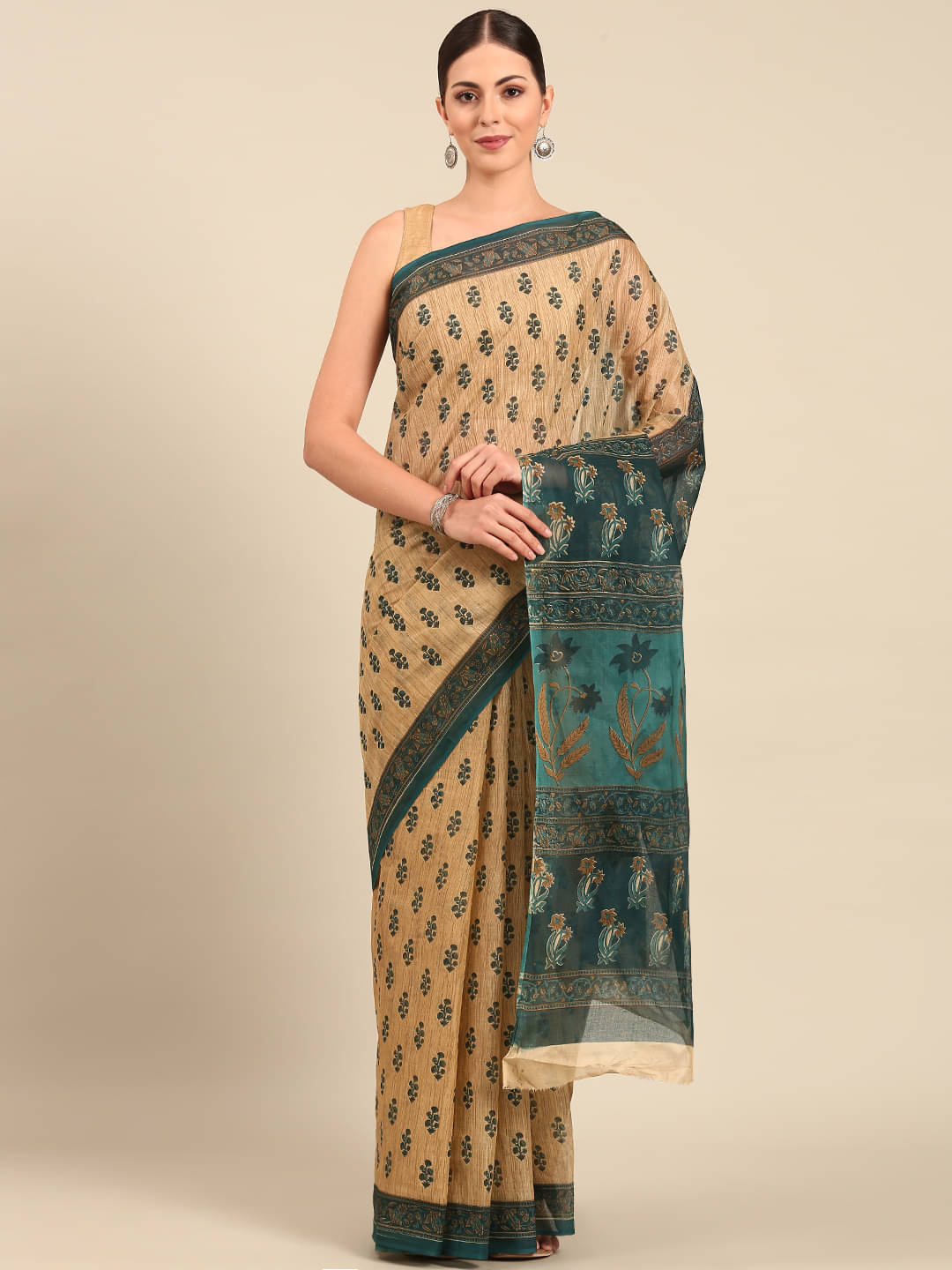 SHANVIKA Cotton Printed Saree Without Blouse Piece ( Beige ) SHANVIKA Cotton Printed Saree Without Blouse Piece ( Beige )