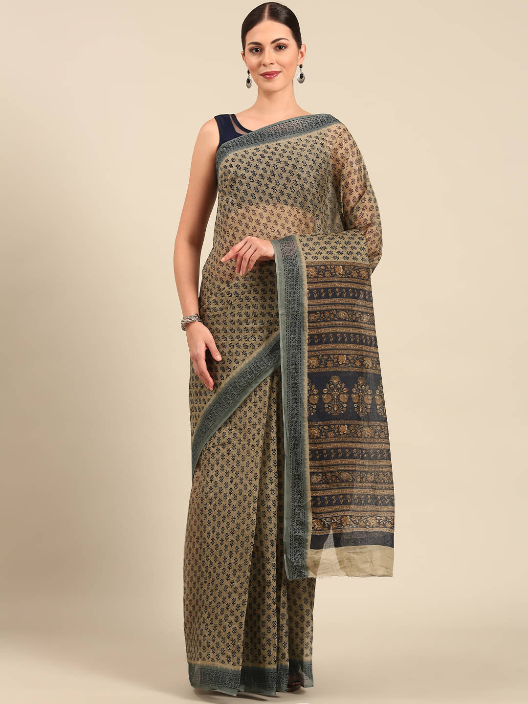 SHANVIKA Cotton Printed Saree Without Blouse Piece ( Beige ) SHANVIKA Cotton Printed Saree Without Blouse Piece ( Beige )