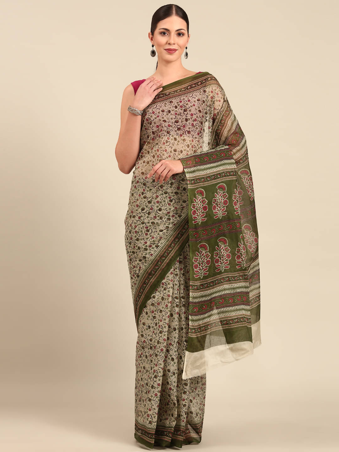 SHANVIKA Cotton Printed Saree Without Blouse Piece ( Off White ) SHANVIKA Cotton Printed Saree Without Blouse Piece ( Off White )