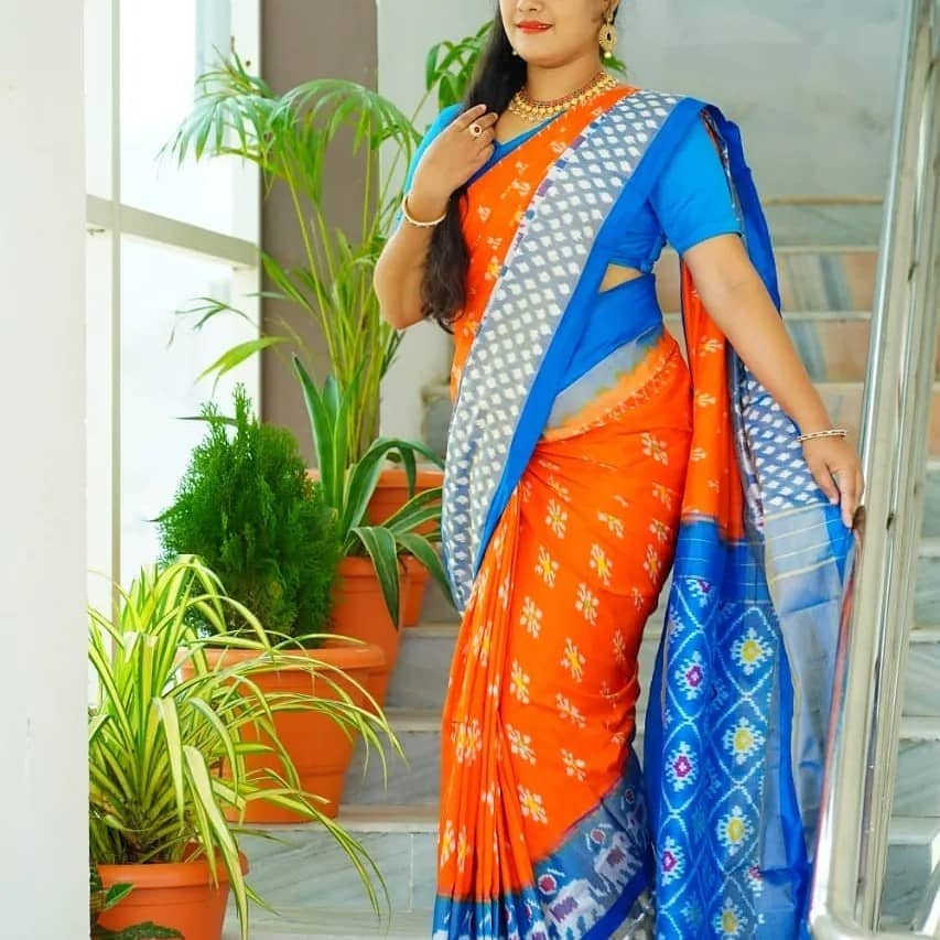 Samai Cotton Silk Printed Saree With Unstitched Blouse Piece ( Purple ) - Sarees | Buy online on ZillyBuy