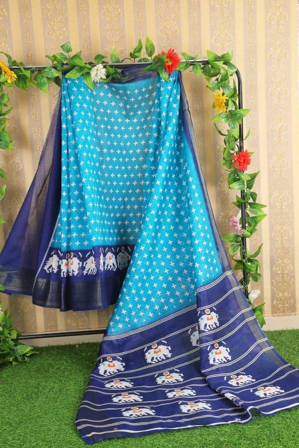 Samai Cotton Silk Printed Saree With Unstitched Blouse Piece ( Multicolor7 ) - Sarees | Buy online on ZillyBuy