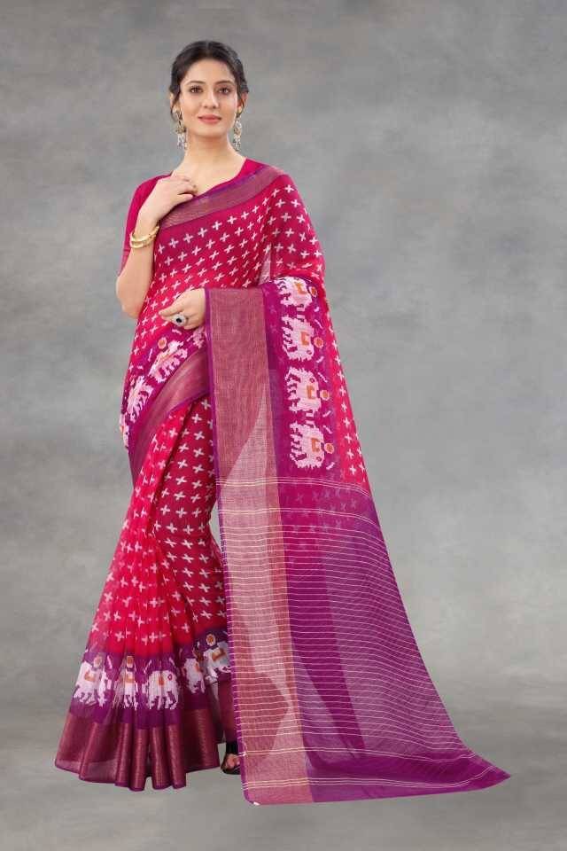 Samai Cotton Silk Printed Saree With Unstitched Blouse Piece ( Multicolor4 ) Samai Cotton Silk Printed Saree With Unstitched Blouse Piece ( Multicolor4 )