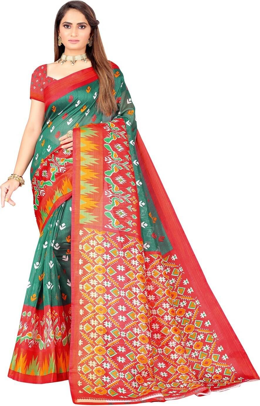     			Samai Cotton Silk Printed Saree With Unstitched Blouse Piece ( Multicolor5 )