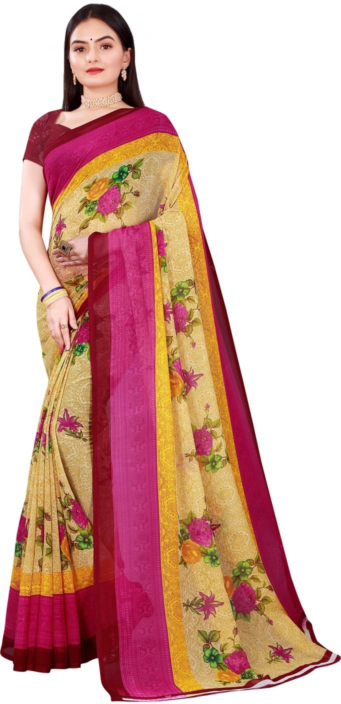 Samai Georgette Printed Saree With Unstitched Blouse Piece ( Multicolor1 ) Samai Georgette Printed Saree With Unstitched Blouse Piece ( Multicolor1 )