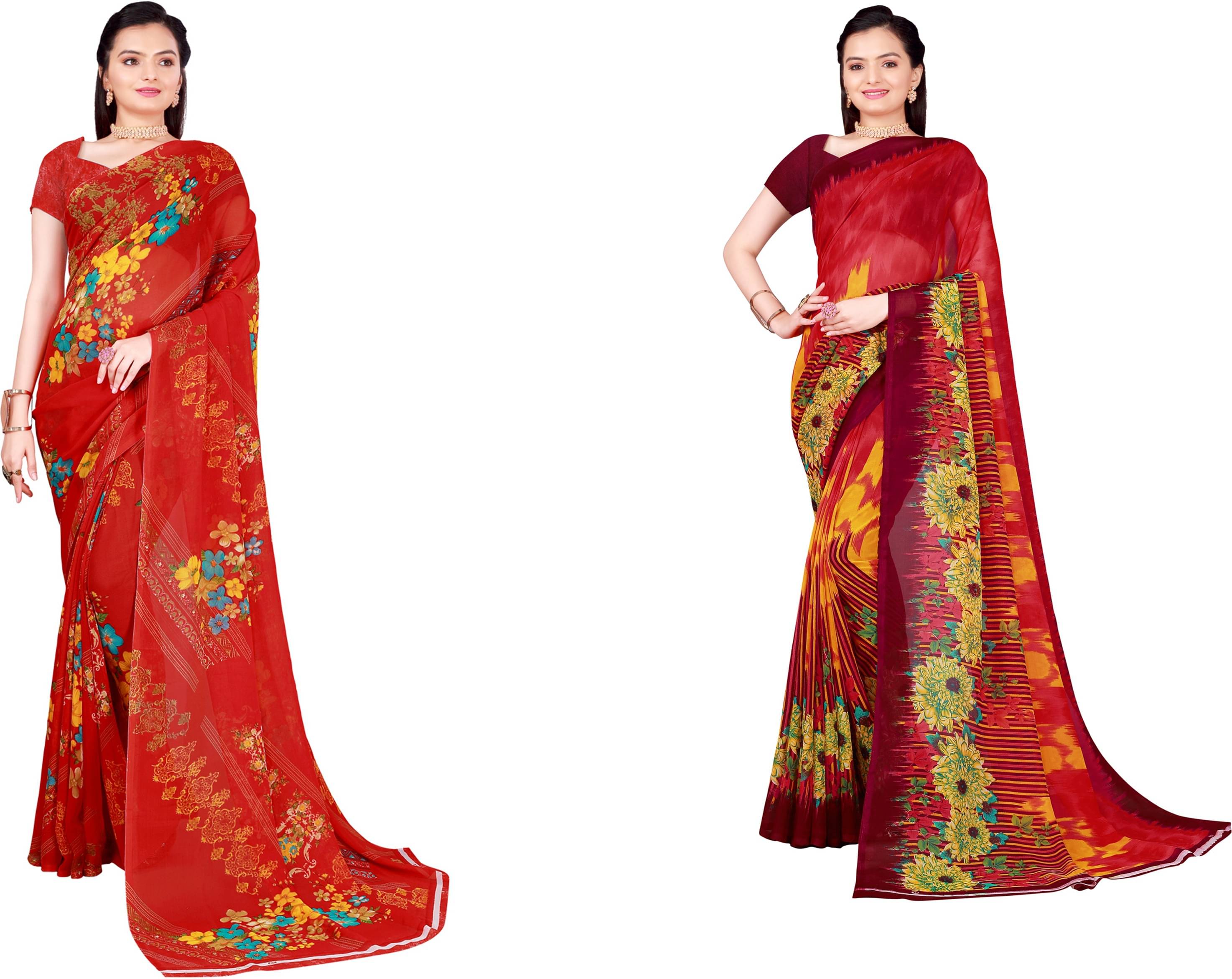     			Samai Georgette Printed Saree With Unstitched Blouse Piece ( Multicolor4 )