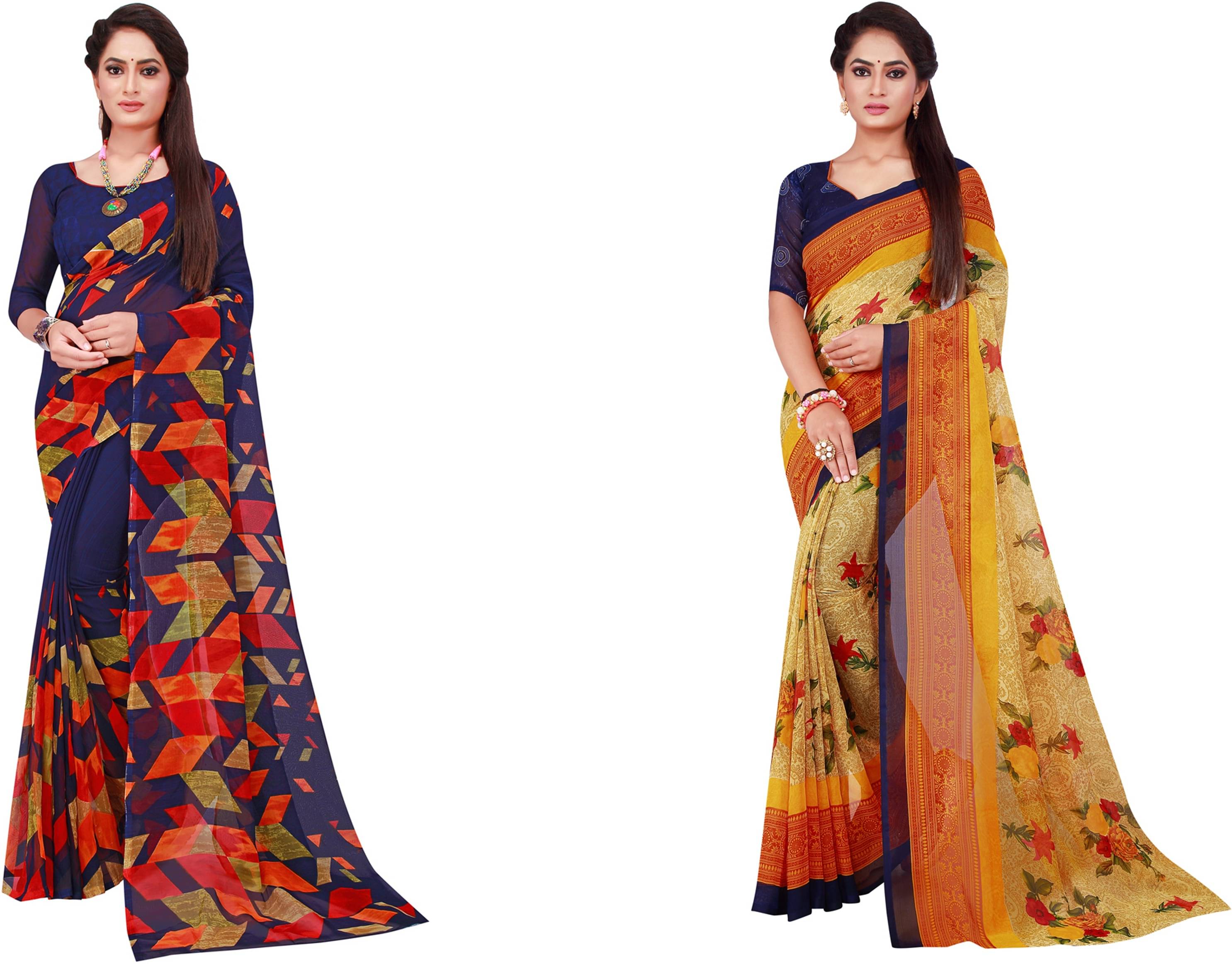 Samai Georgette Printed Saree With Unstitched Blouse Piece ( Multicolor6 ) Samai Georgette Printed Saree With Unstitched Blouse Piece ( Multicolor6 )