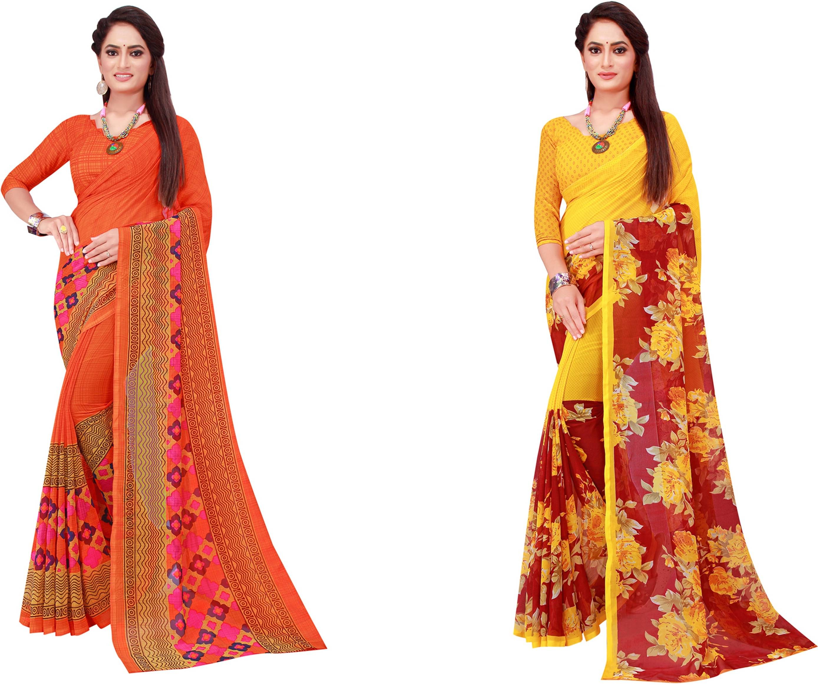     			Samai Georgette Printed Saree With Unstitched Blouse Piece ( Multicolor8 )