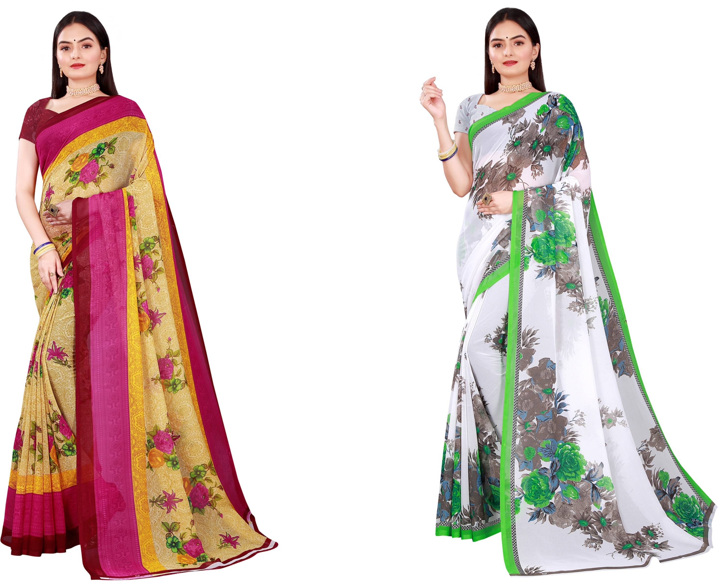     			Samai Georgette Printed Saree With Unstitched Blouse Piece ( Multicolor1 )