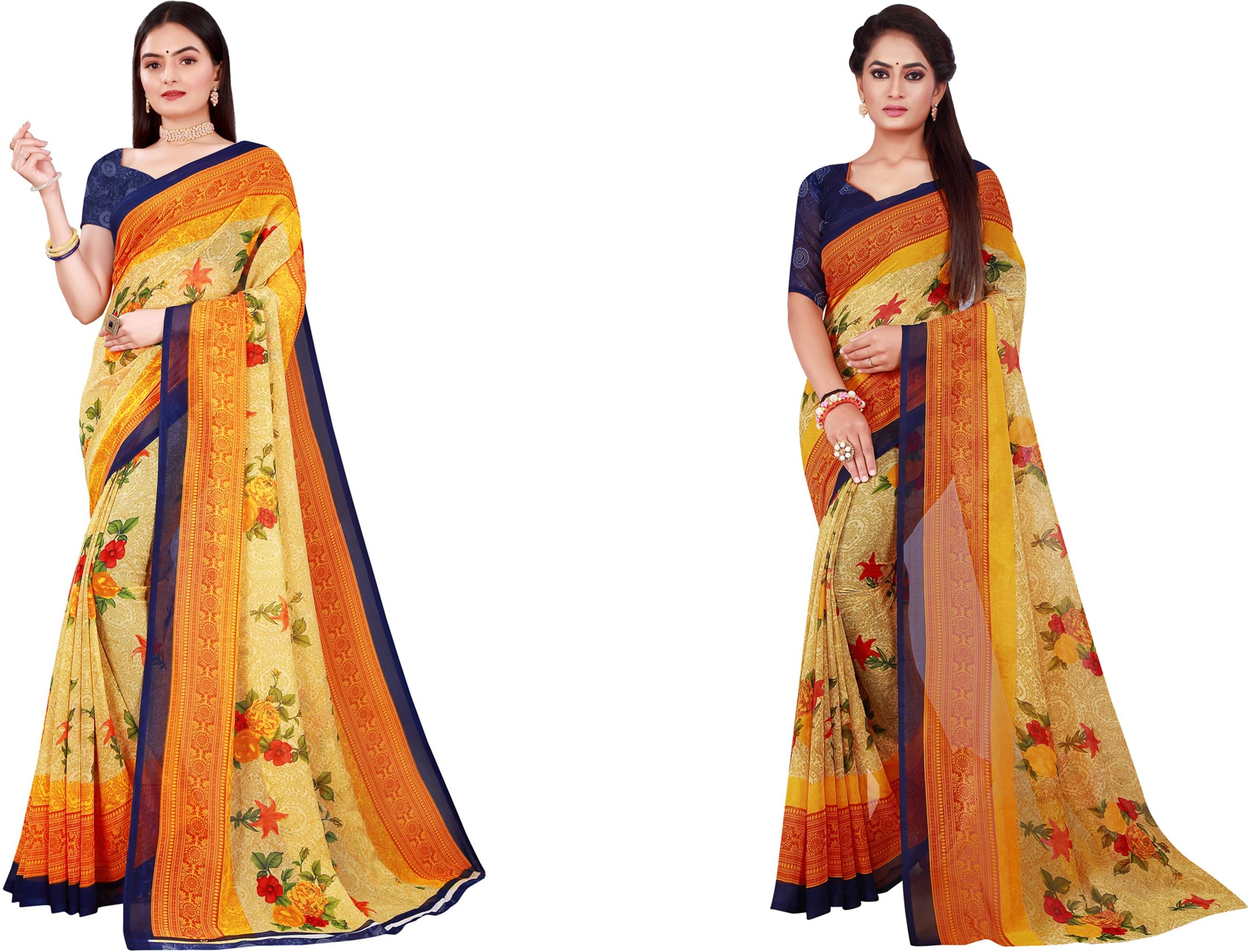     			Samai Georgette Printed Saree With Unstitched Blouse Piece ( Multicolor9 )