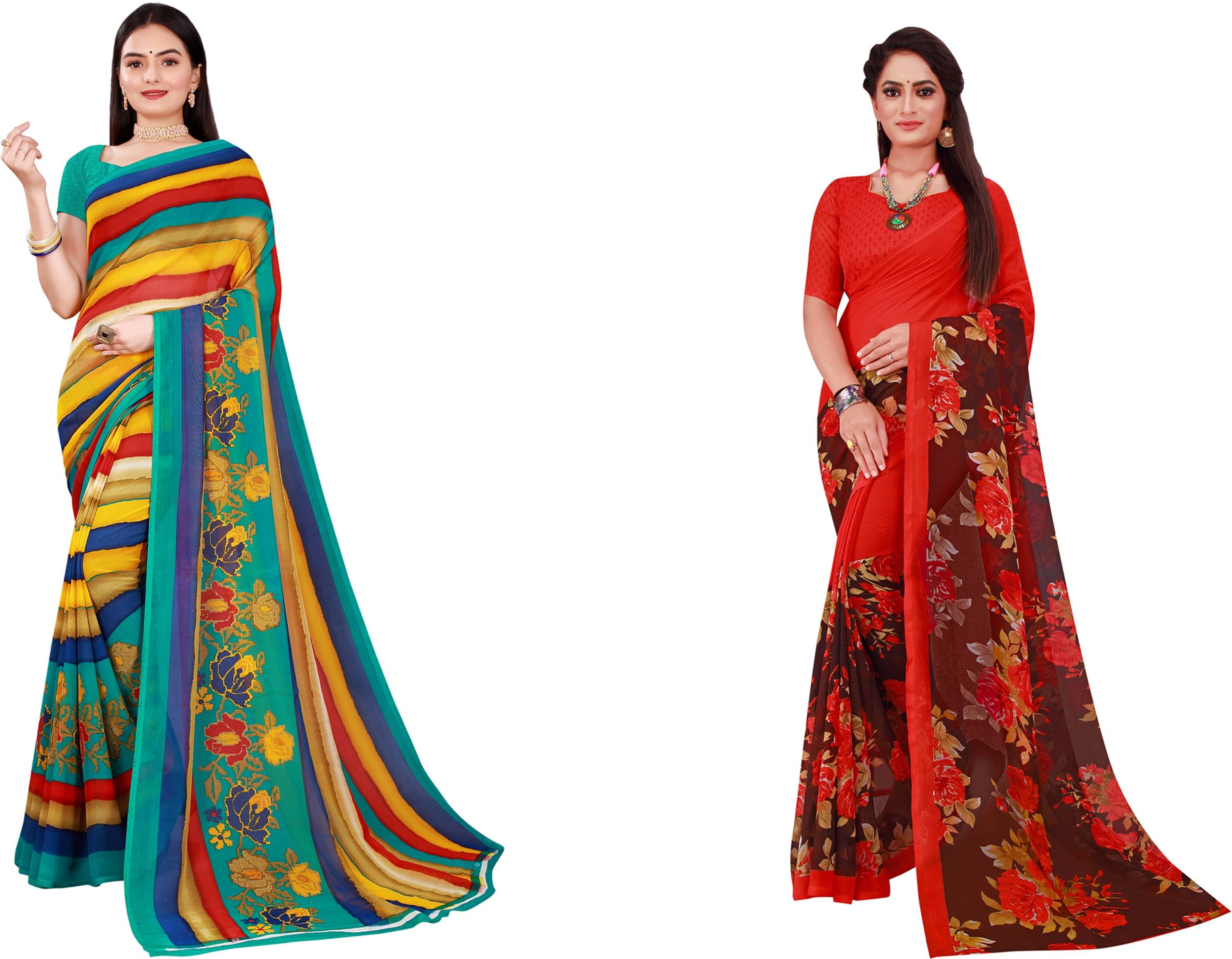Samai Georgette Printed Saree With Unstitched Blouse Piece ( Multicolor3 ) Samai Georgette Printed Saree With Unstitched Blouse Piece ( Multicolor3 )