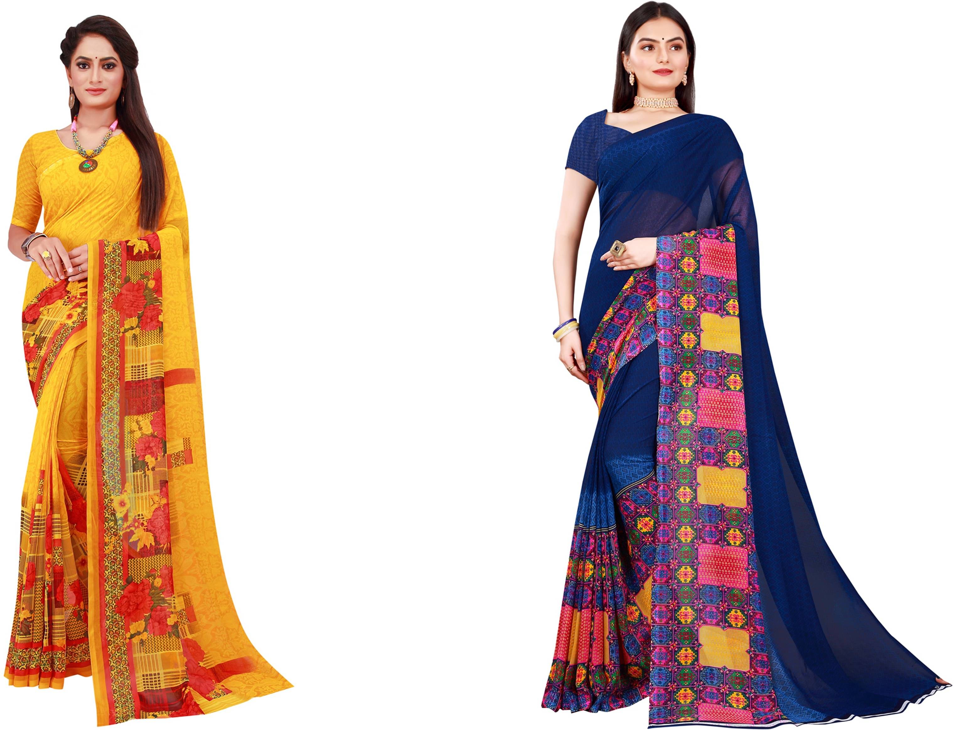    			Samai Georgette Printed Saree With Unstitched Blouse Piece ( Multicolor1 )