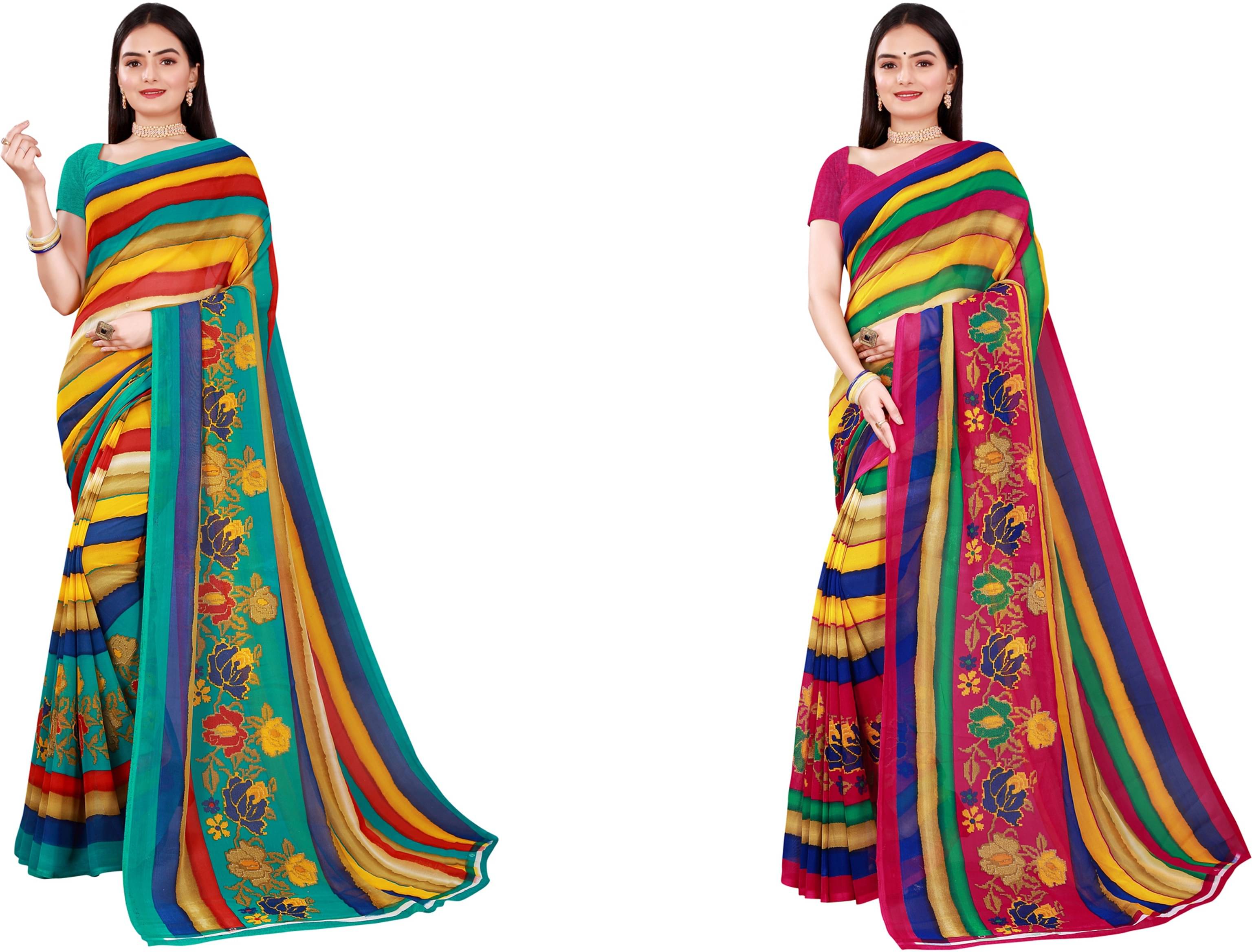 Samai Georgette Printed Saree With Unstitched Blouse Piece ( Multicolor2 ) Samai Georgette Printed Saree With Unstitched Blouse Piece ( Multicolor2 )