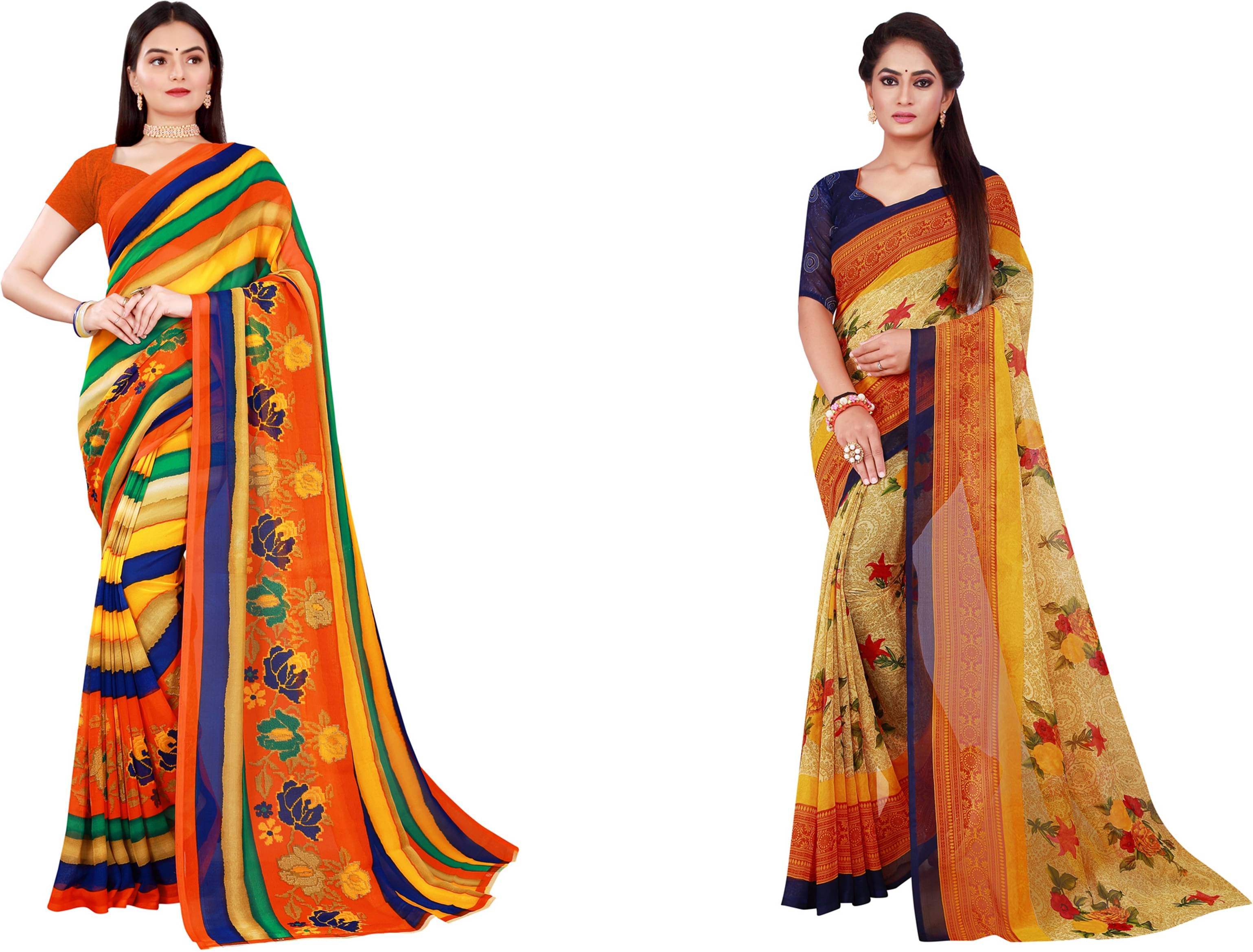 Samai Georgette Printed Saree With Unstitched Blouse Piece ( Multicolor3 ) Samai Georgette Printed Saree With Unstitched Blouse Piece ( Multicolor3 )