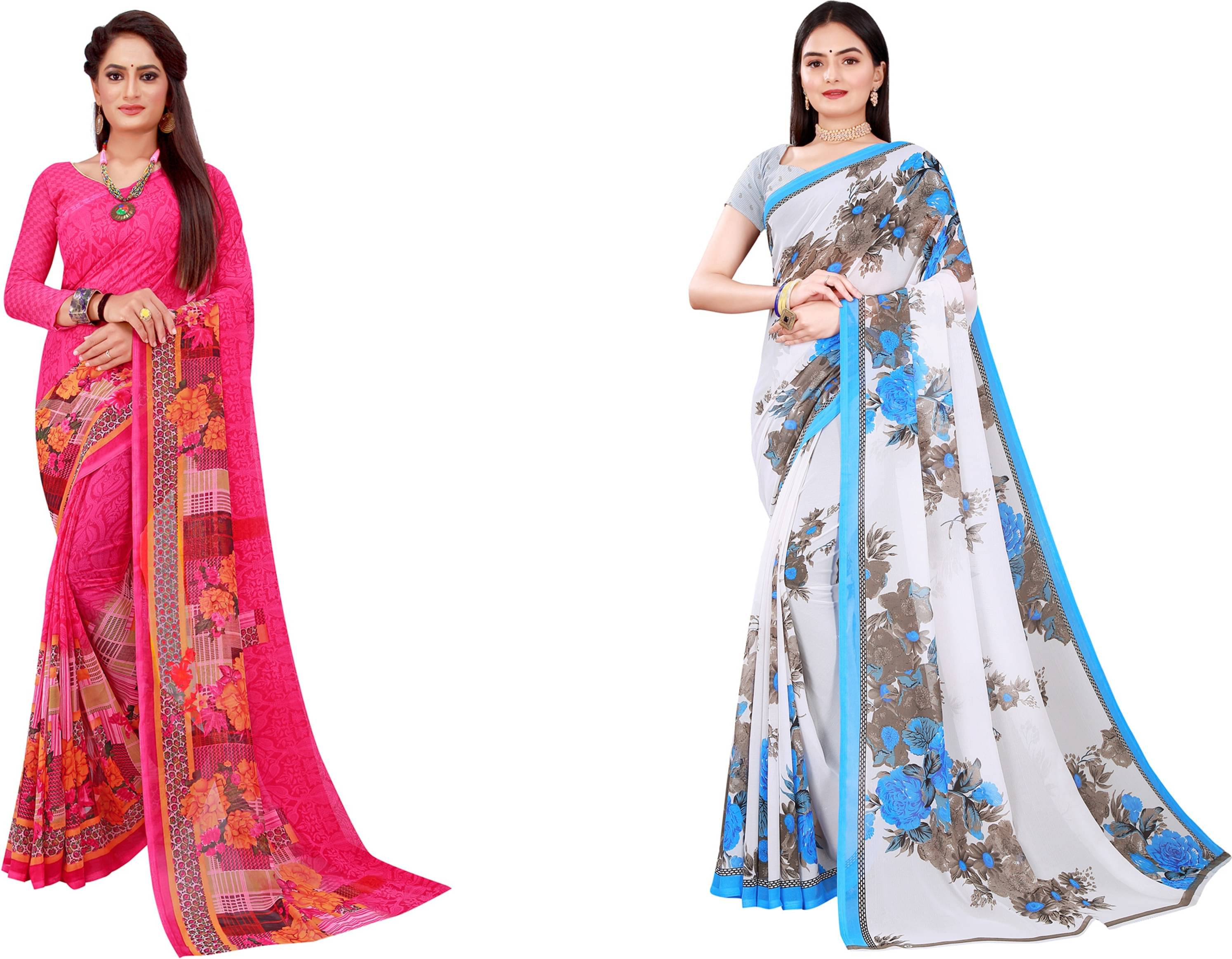 Samai Georgette Printed Saree With Unstitched Blouse Piece ( Multicolor3 ) Samai Georgette Printed Saree With Unstitched Blouse Piece ( Multicolor3 )