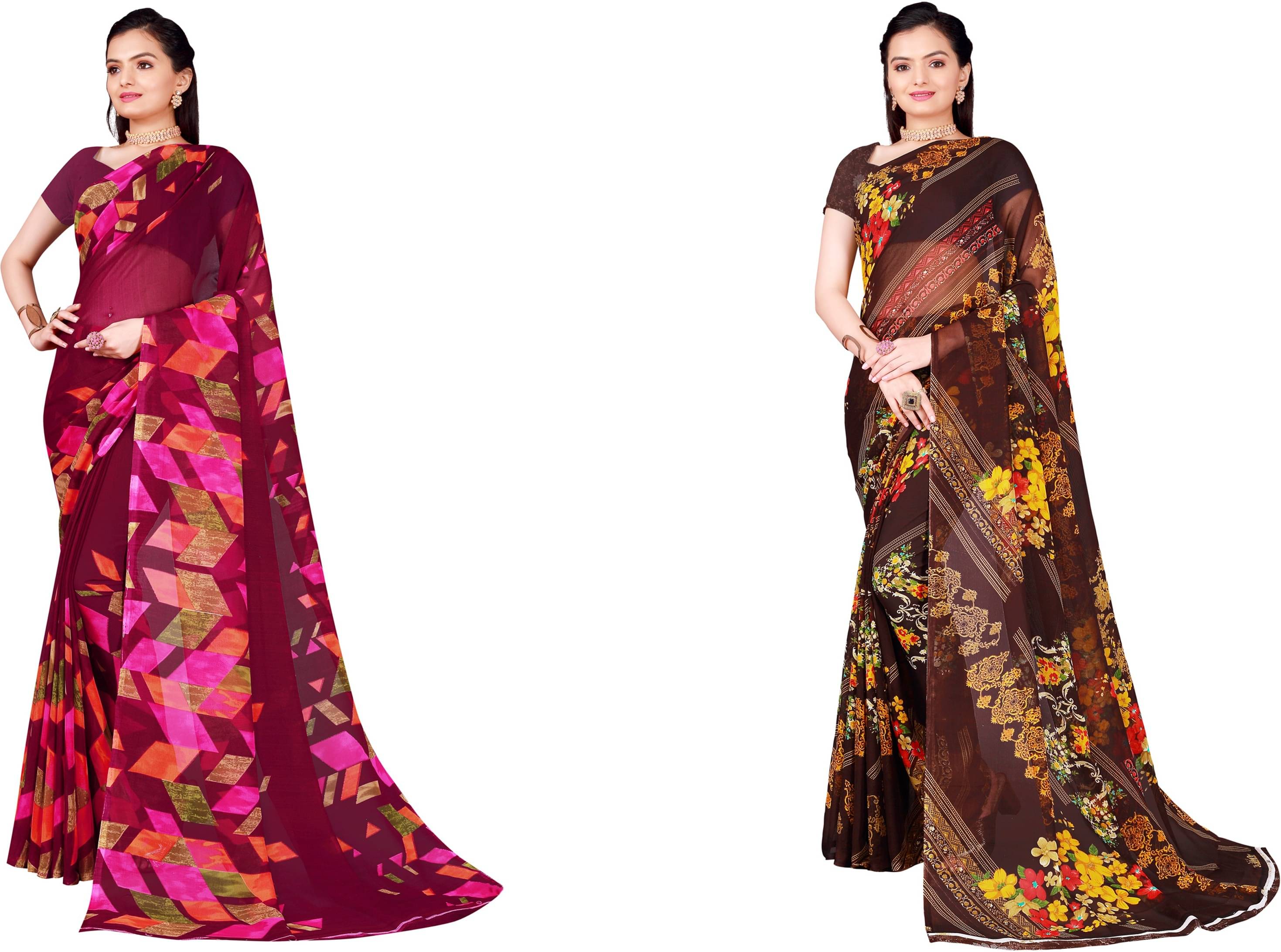     			Samai Georgette Printed Saree With Unstitched Blouse Piece ( Multicolor1 )