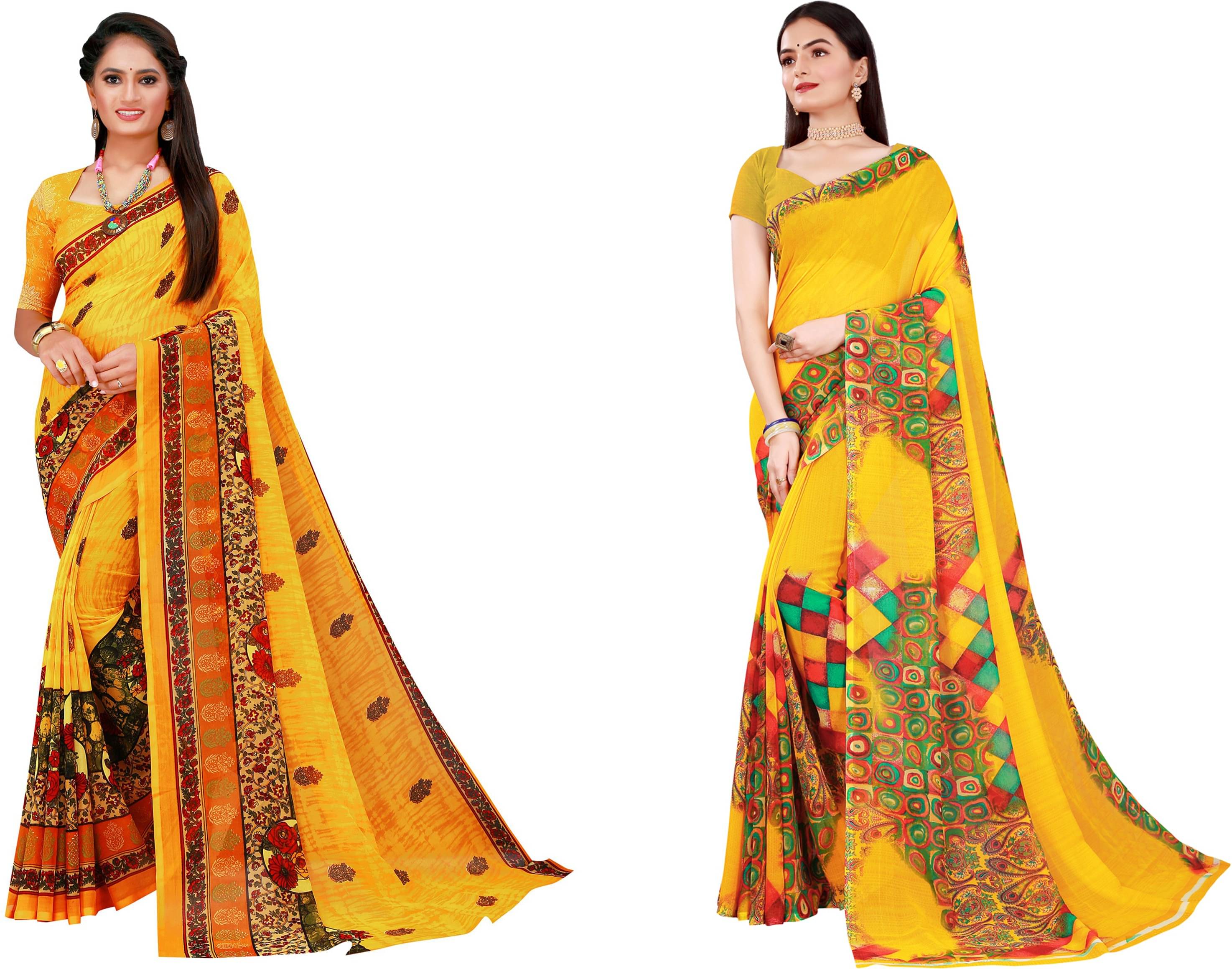 Samai Georgette Printed Saree With Unstitched Blouse Piece ( Multicolor6 ) Samai Georgette Printed Saree With Unstitched Blouse Piece ( Multicolor6 )