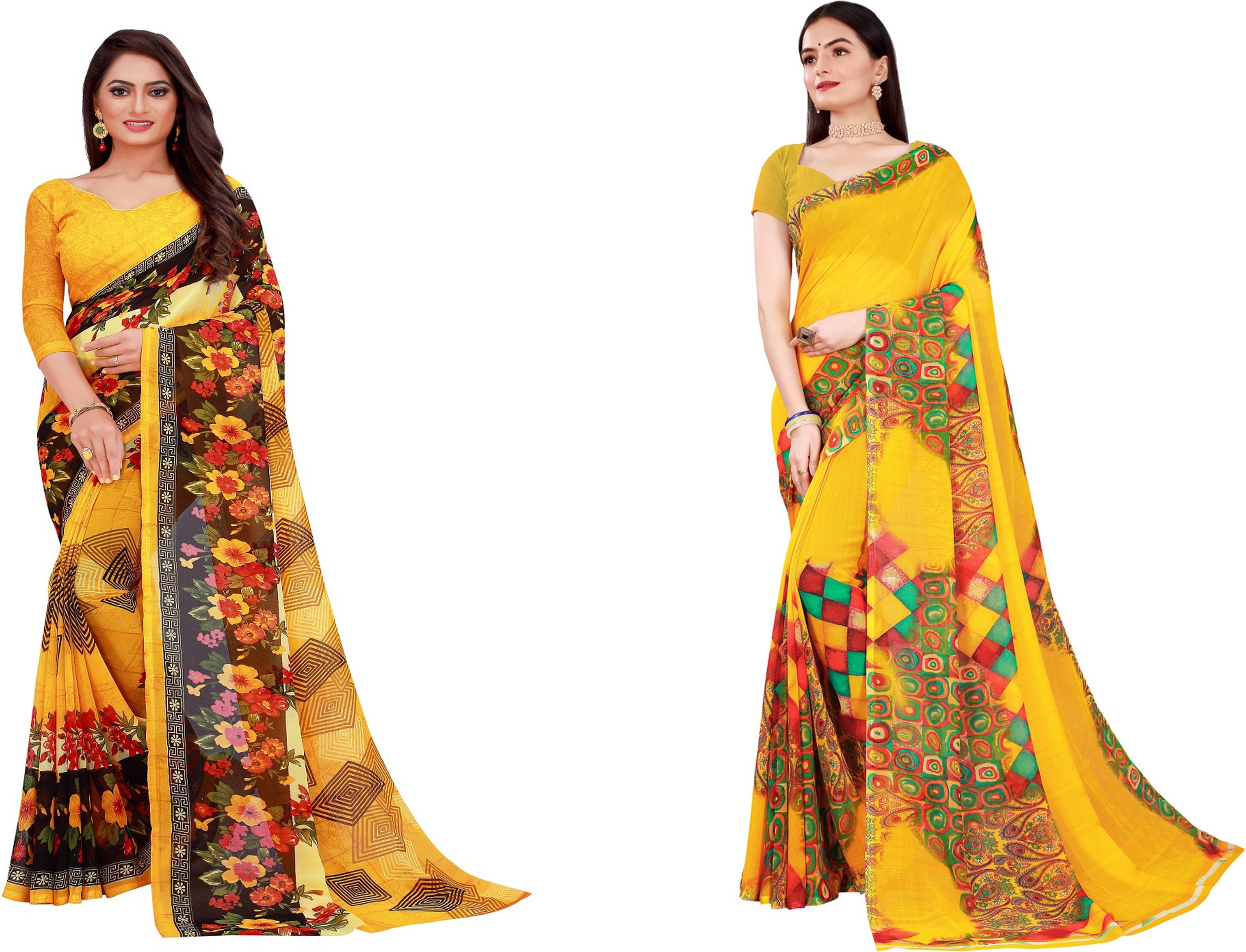     			Samai Georgette Printed Saree With Unstitched Blouse Piece ( Multicolor8 )