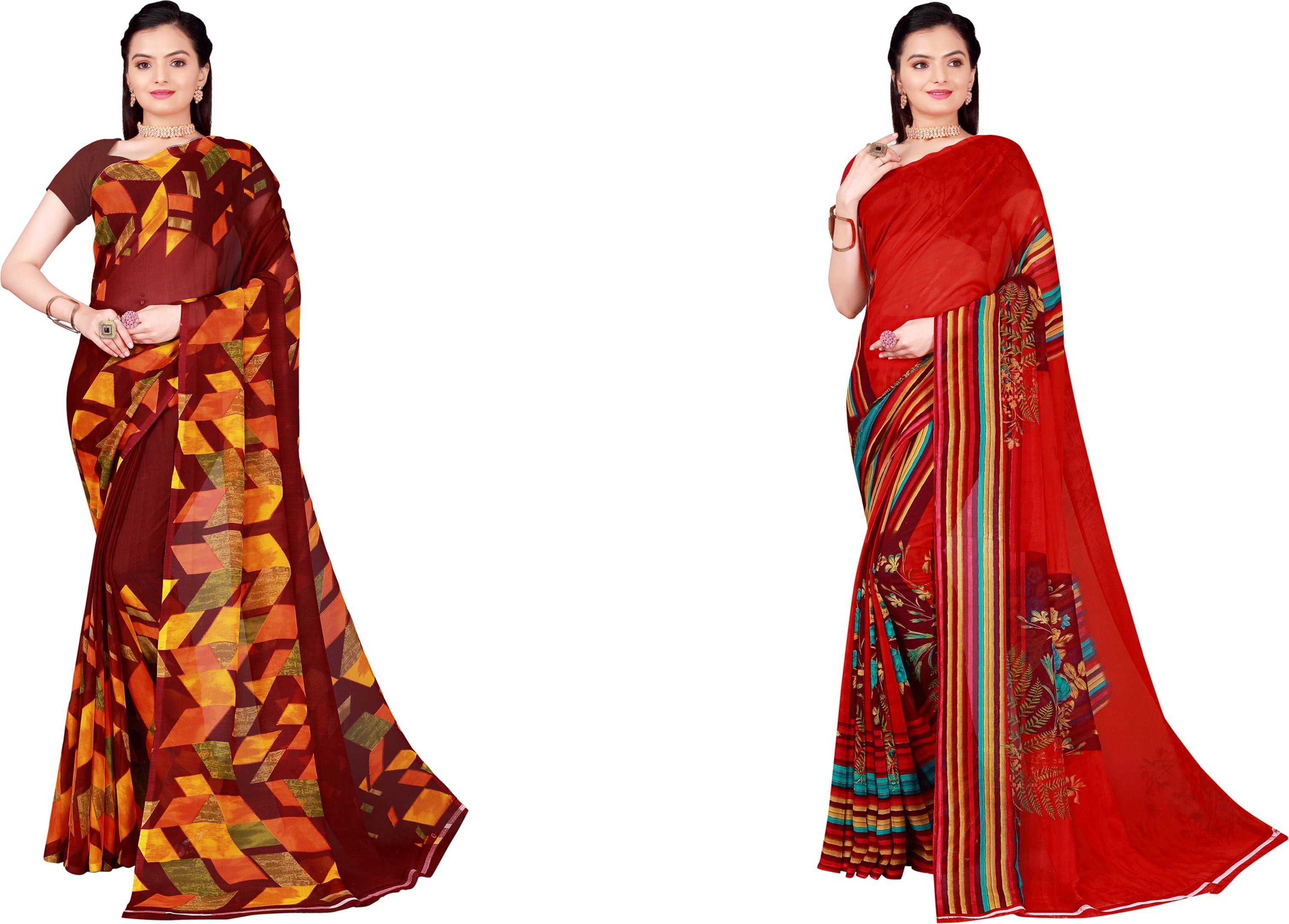 Samai Georgette Printed Saree With Unstitched Blouse Piece ( Multicolor1 ) Samai Georgette Printed Saree With Unstitched Blouse Piece ( Multicolor1 )