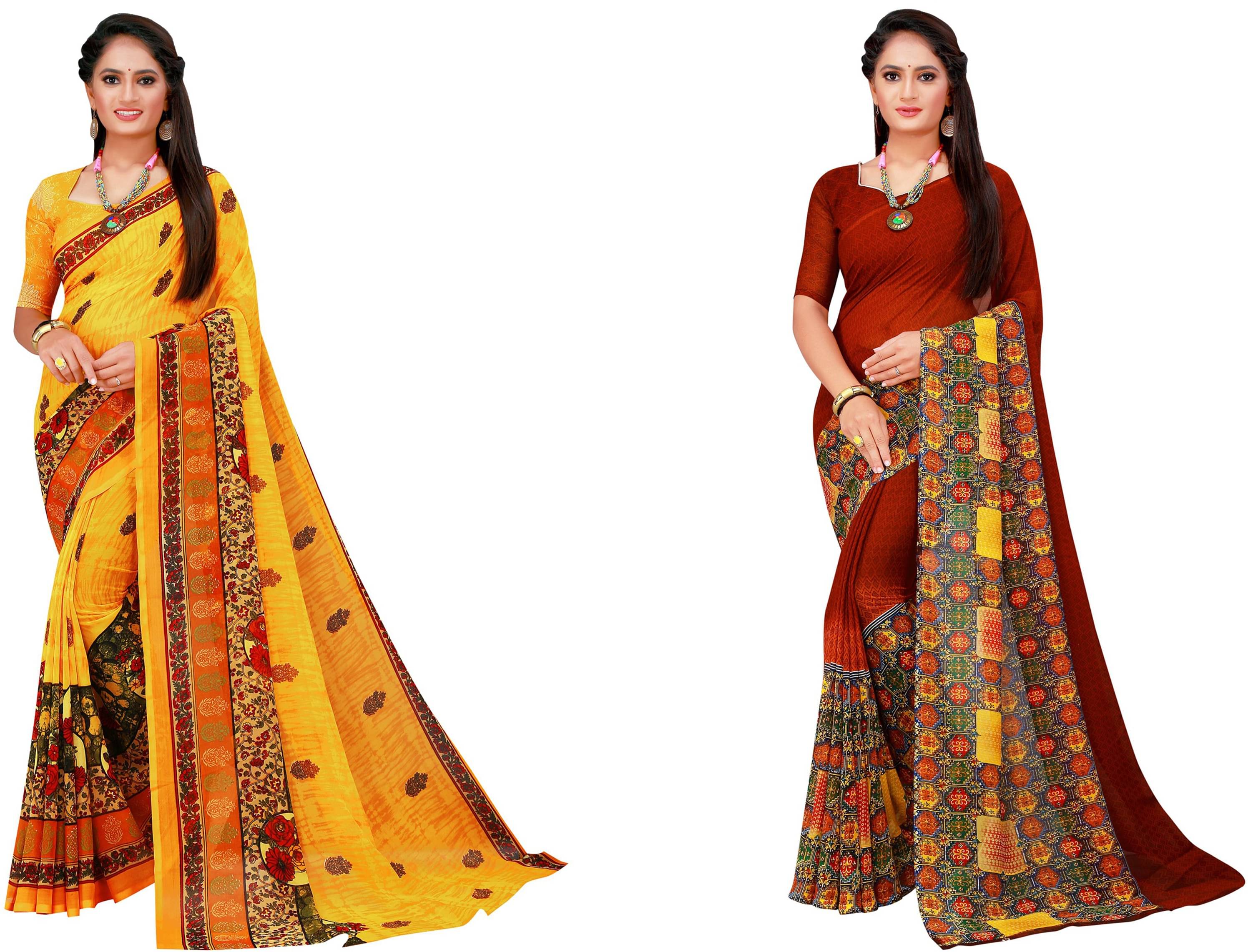 Samai Georgette Printed Saree With Unstitched Blouse Piece ( Multicolor5 ) Samai Georgette Printed Saree With Unstitched Blouse Piece ( Multicolor5 )