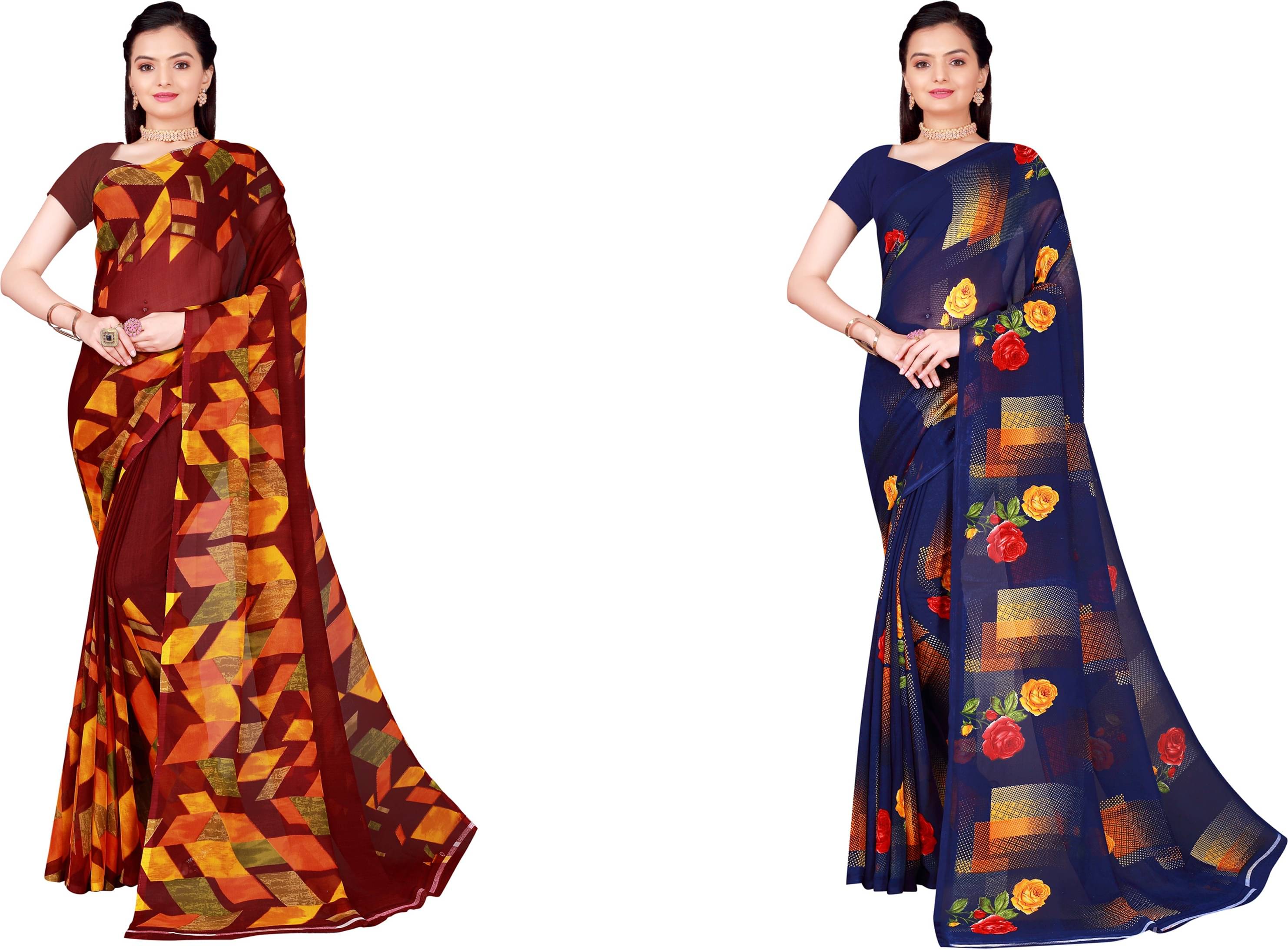     			Samai Georgette Printed Saree With Unstitched Blouse Piece ( Multicolor6 )