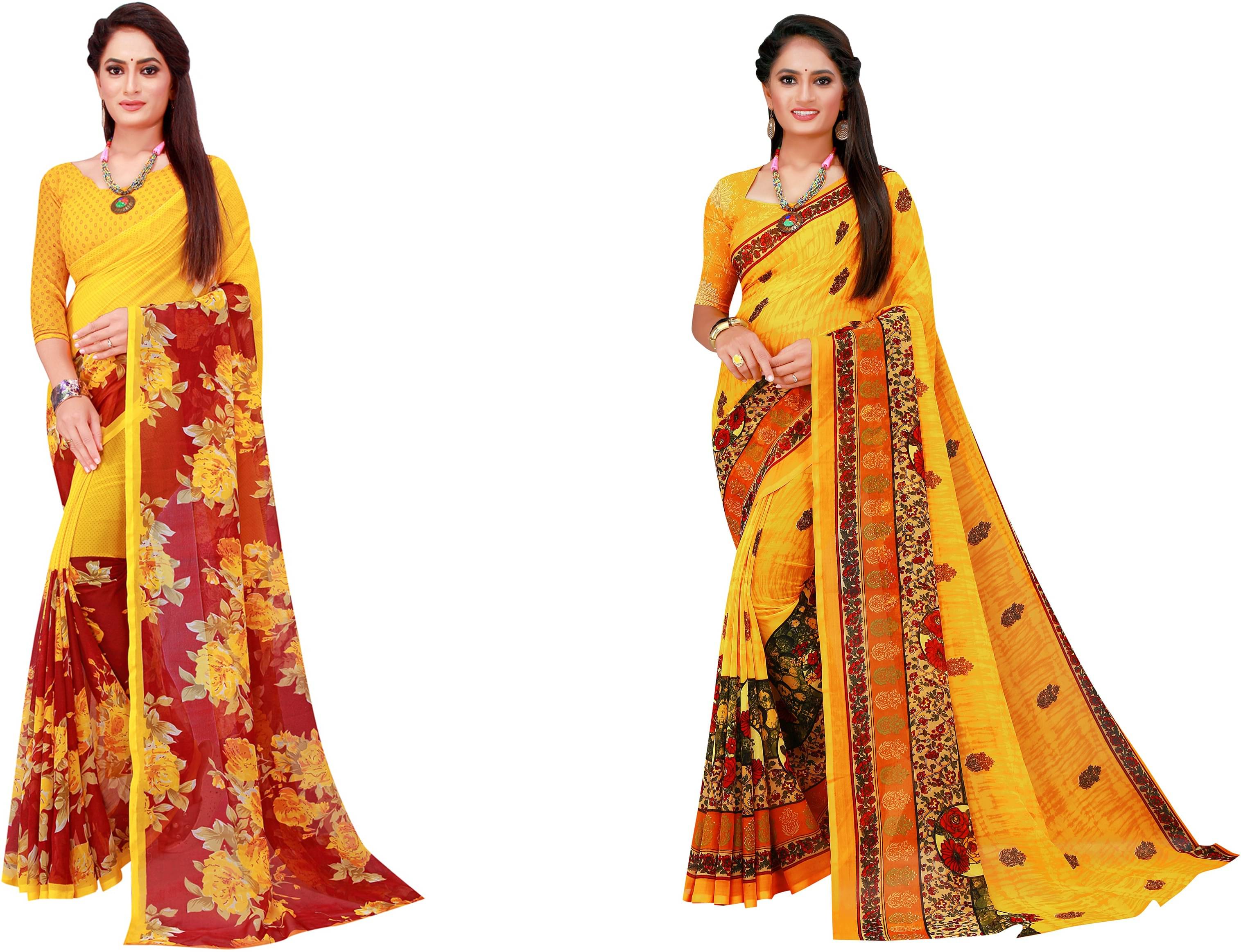     			Samai Georgette Printed Saree With Unstitched Blouse Piece ( Multicolor7 )