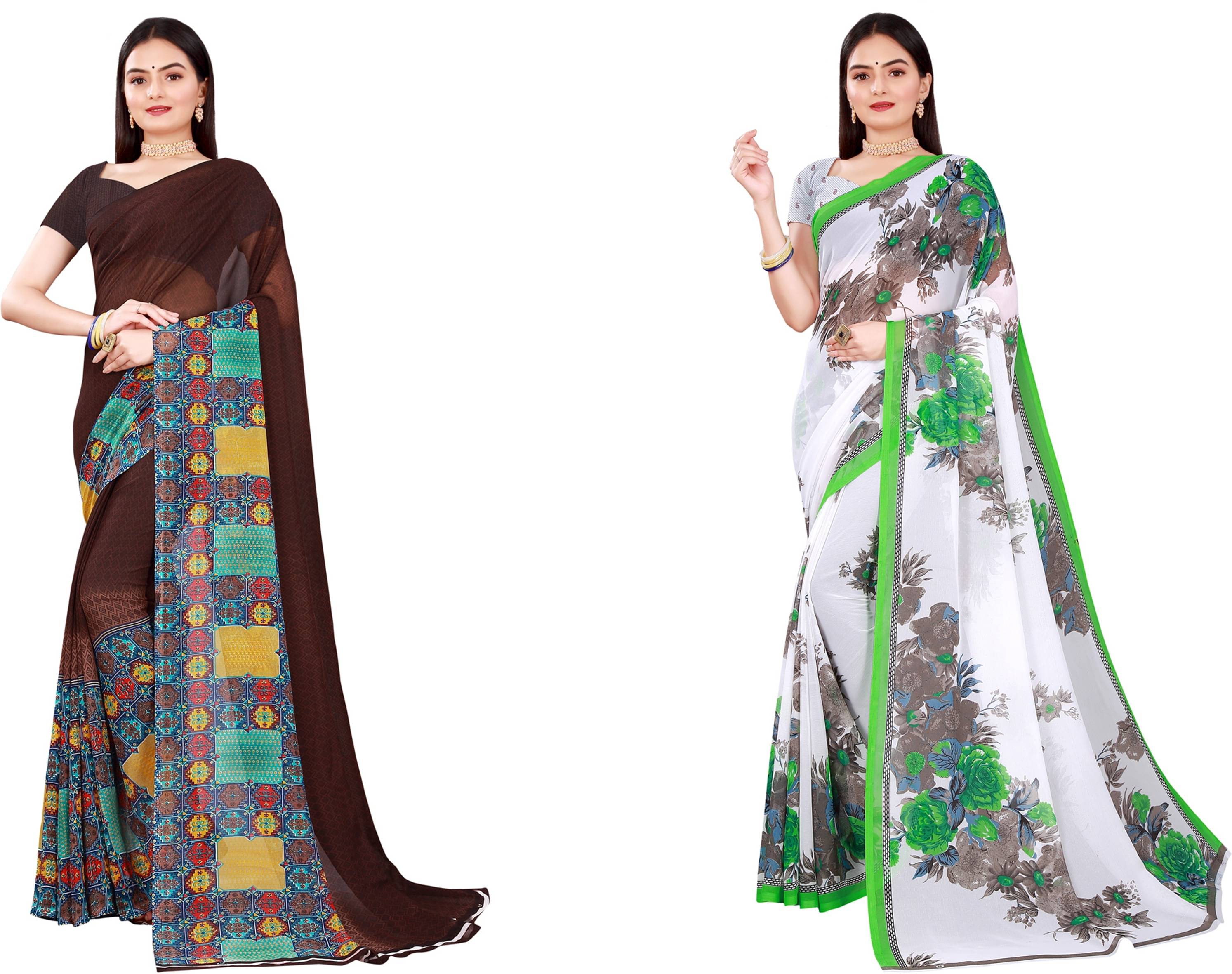     			Samai Georgette Printed Saree With Unstitched Blouse Piece ( Multicolor5 )
