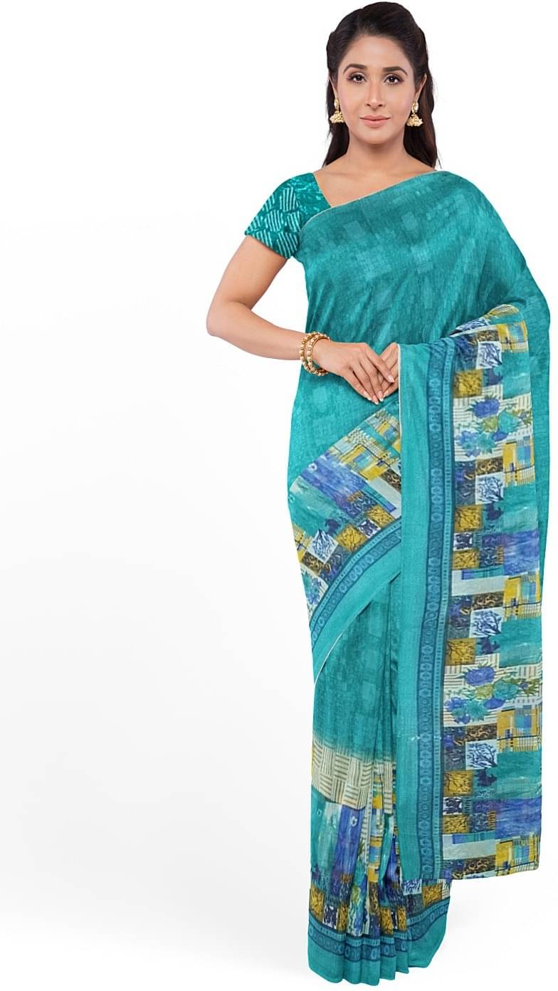     			Samai Georgette Printed Saree With Unstitched Blouse Piece ( Multicolor )