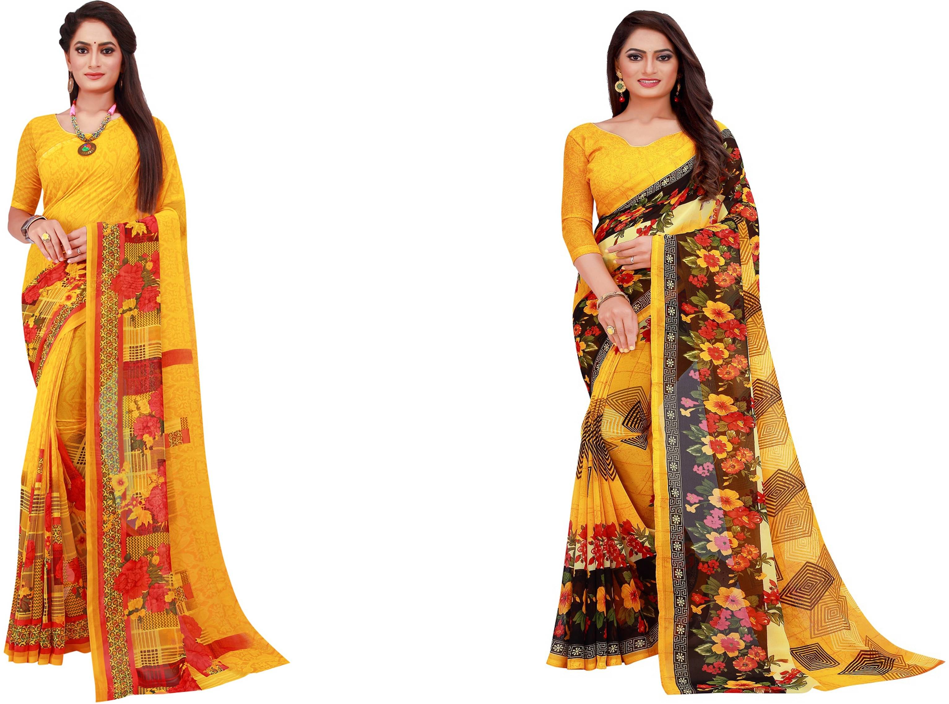     			Samai Georgette Printed Saree With Unstitched Blouse Piece ( Multicolor9 )