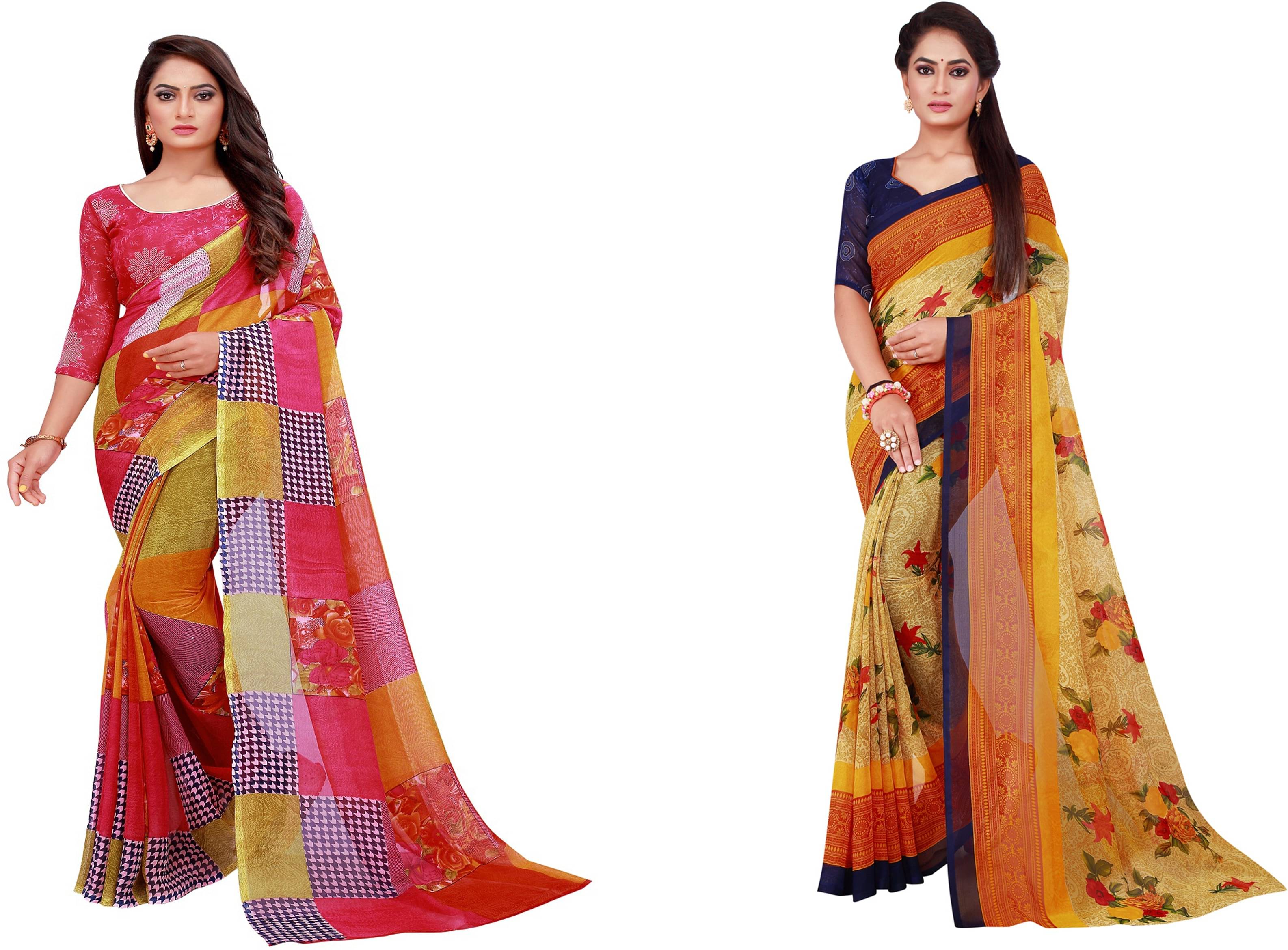     			Samai Georgette Printed Saree With Unstitched Blouse Piece ( Multicolor8 )