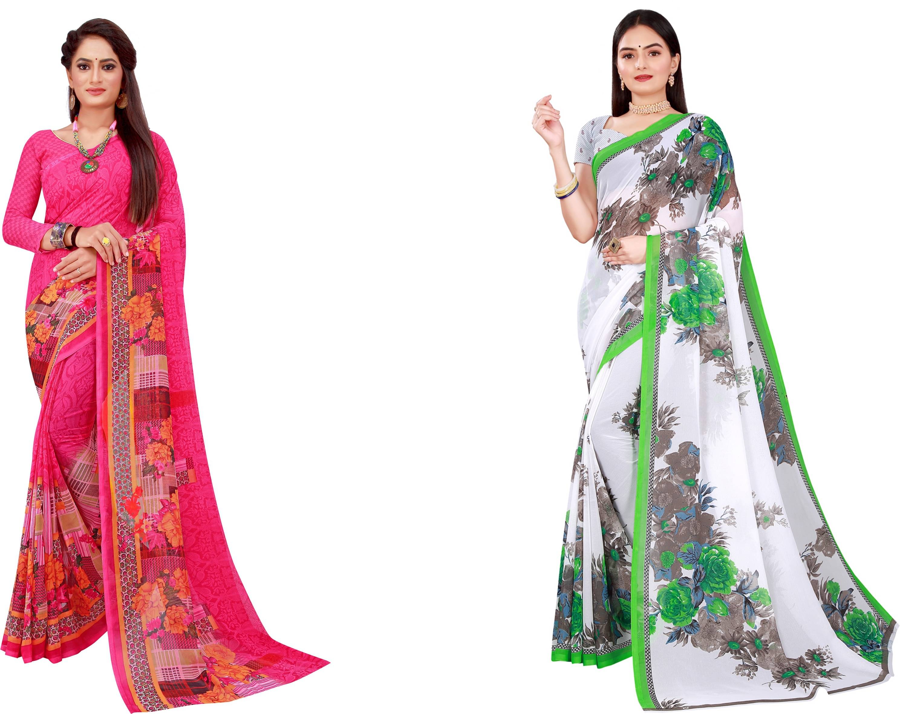 Samai Georgette Printed Saree With Unstitched Blouse Piece ( Multicolor3 ) Samai Georgette Printed Saree With Unstitched Blouse Piece ( Multicolor3 )