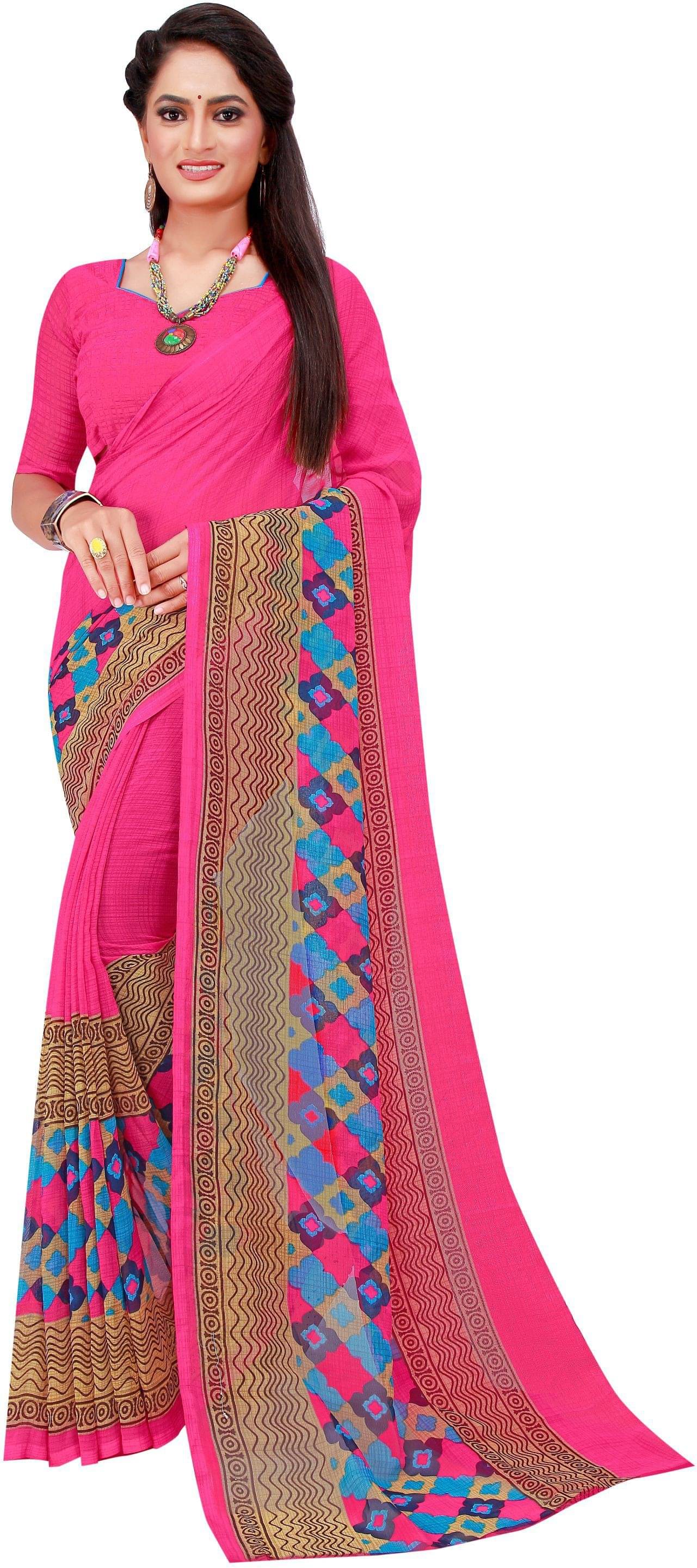 Samai Georgette Printed Saree With Unstitched Blouse Piece ( Multicolor6 ) Samai Georgette Printed Saree With Unstitched Blouse Piece ( Multicolor6 )