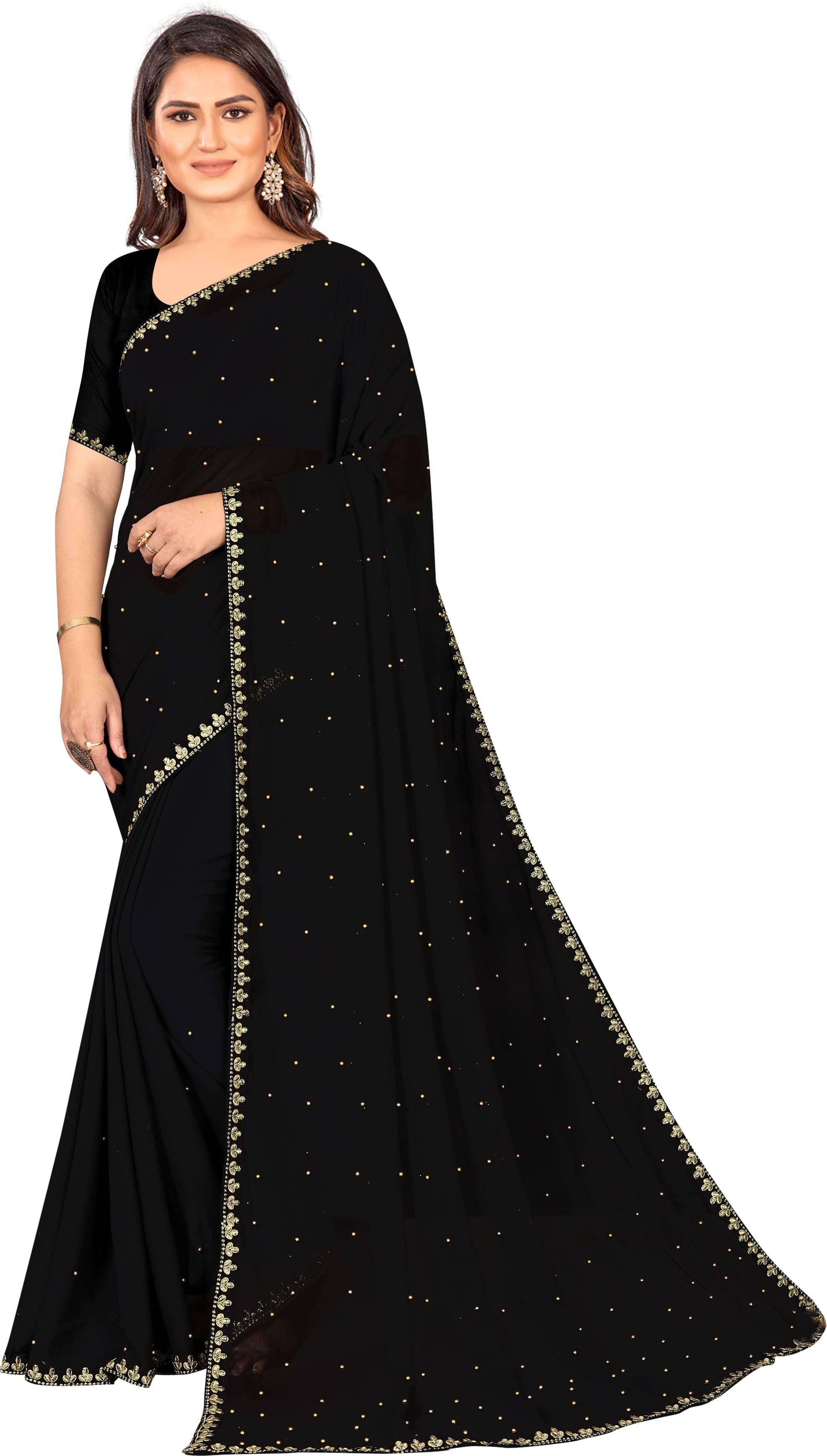     			Samai Georgette Solid Saree With Unstitched Blouse Piece ( Multicolor3 )