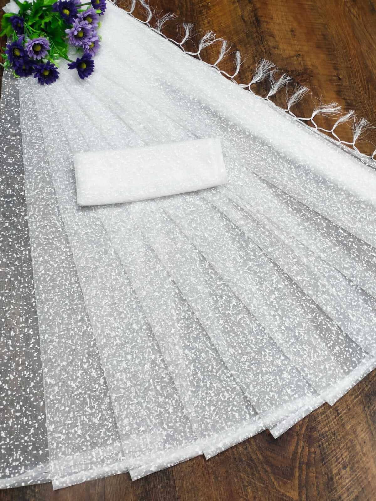     			Samai Net Self Design Saree Without Blouse Piece ( Off White )