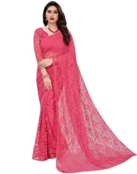 Samai Net Self Design Saree With Unstitched Blouse Piece ( Pink ) Samai Net Self Design Saree With Unstitched Blouse Piece ( Pink )