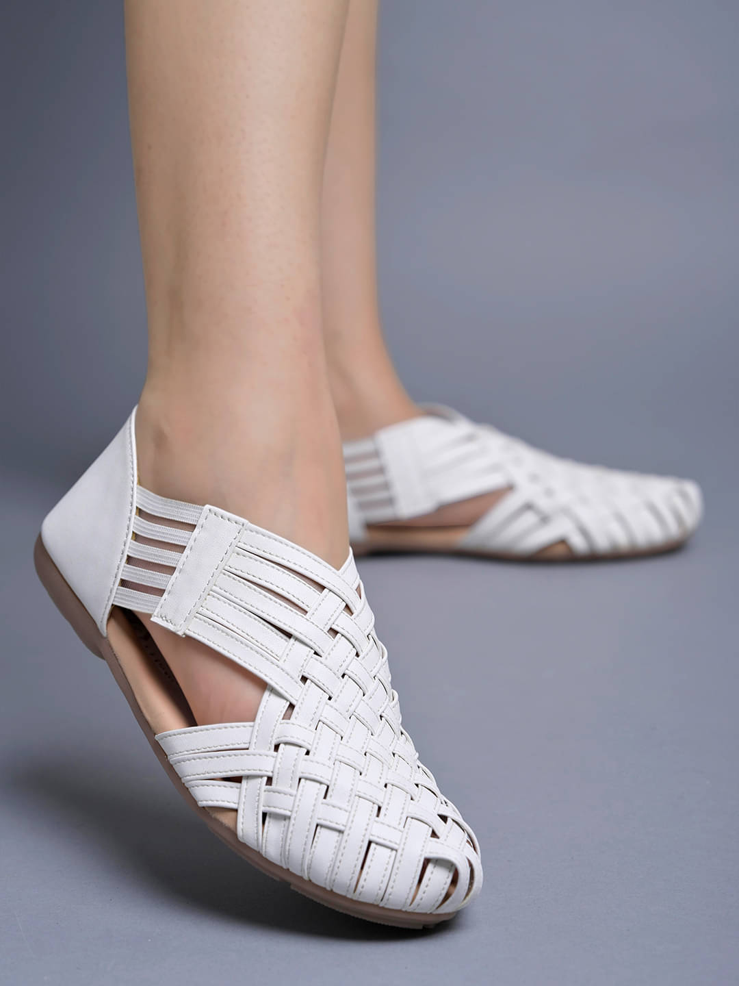     			Shoetopia Round Toe White Belly For Girls