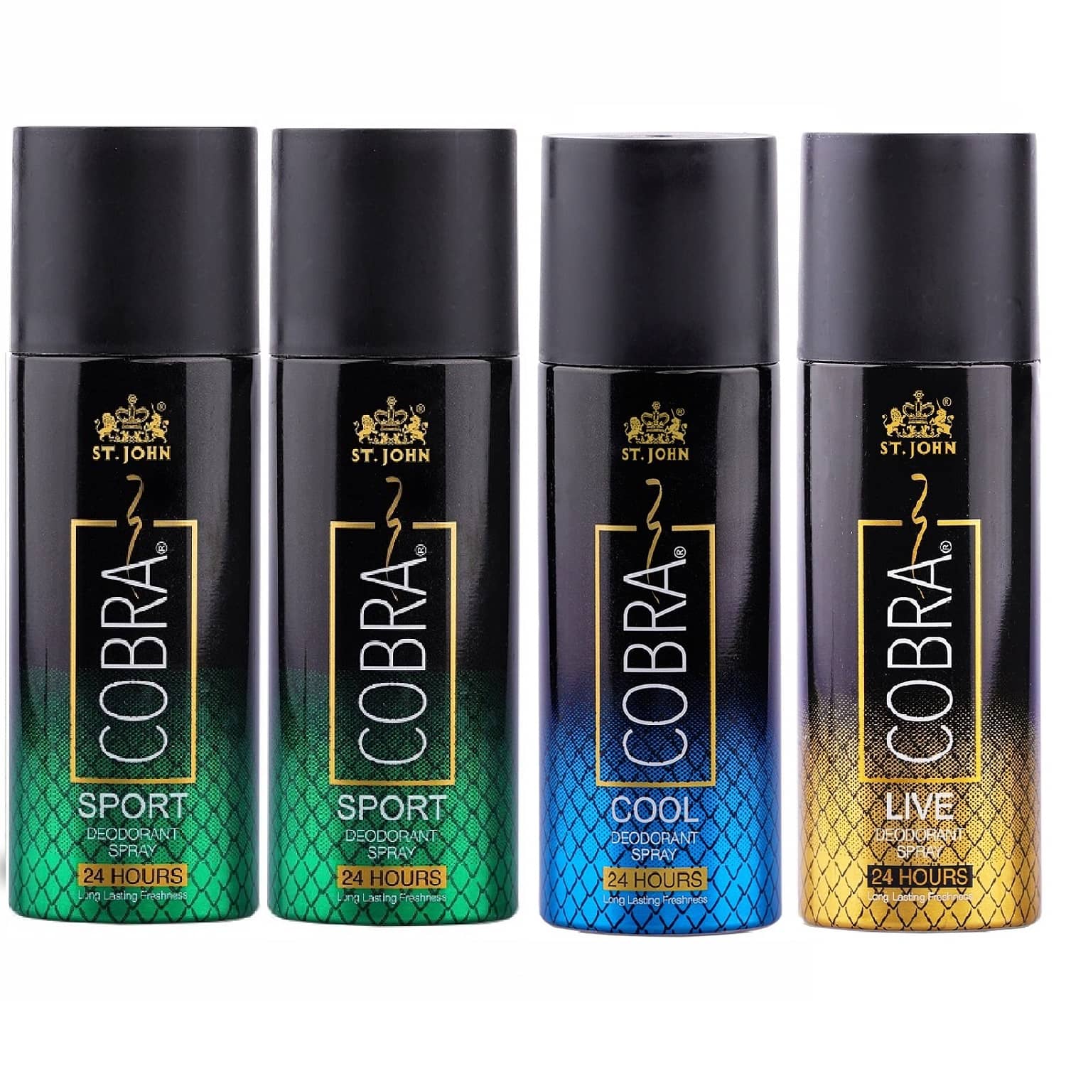 St. John Cobra Sports*150ML*2 ,Cool & Live150ml Deodorant Spray for Women,Men 600 ml ( Pack of 3 )