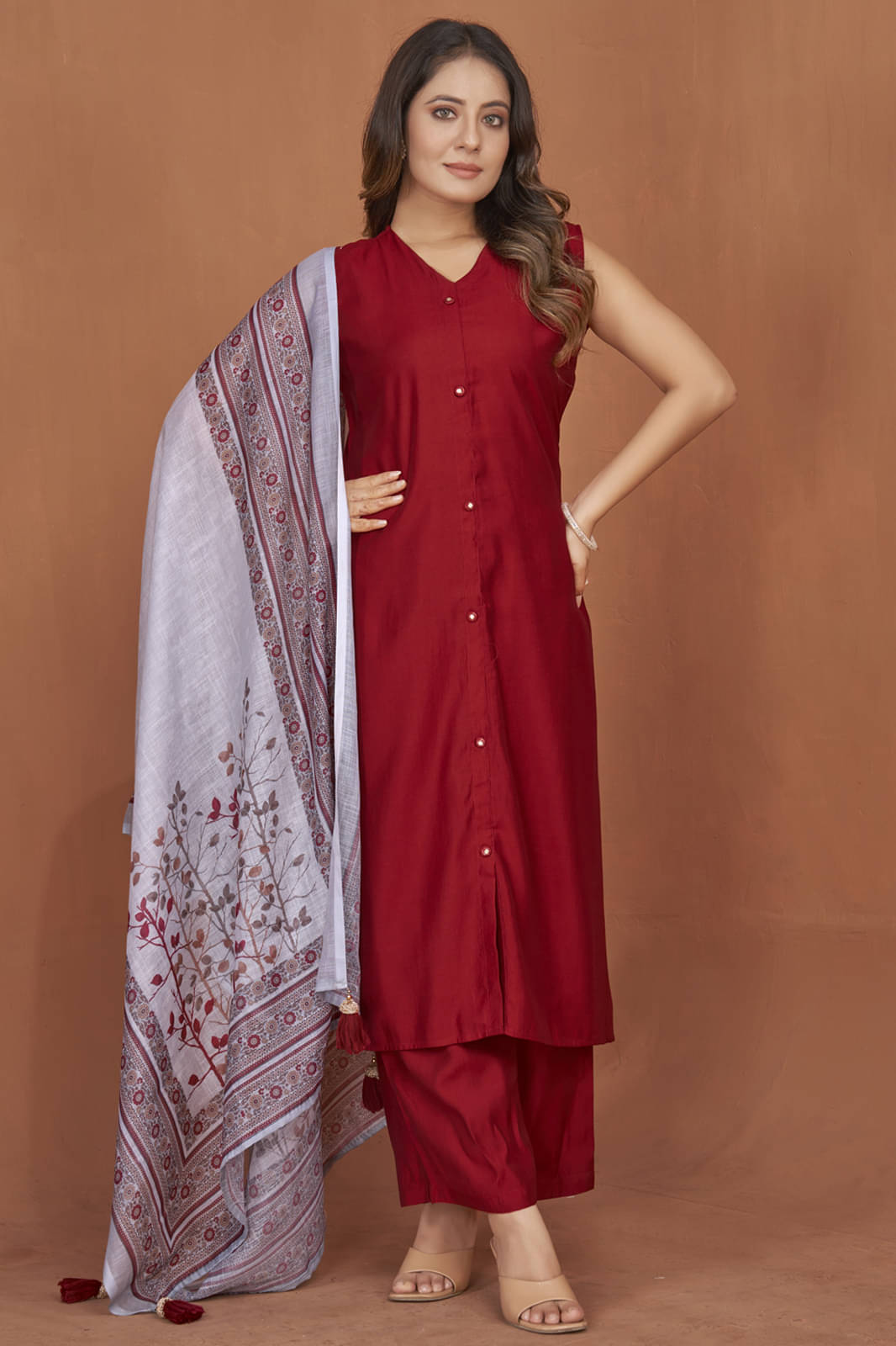 Style Samsara Cotton Silk Solid Kurti With Palazzo Women's Stitched Salwar Suit - Maroon ( Pack of 1 )     			Style Samsara Cotton Silk Solid Kurti With Palazzo Women's Stitched Salwar Suit - Maroon ( Pack of 1 )