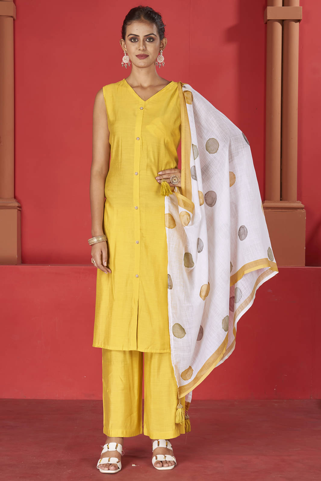     			Style Samsara Cotton Silk Solid Kurti With Pants Women's Stitched Salwar Suit - Yellow ( Pack of 1 )