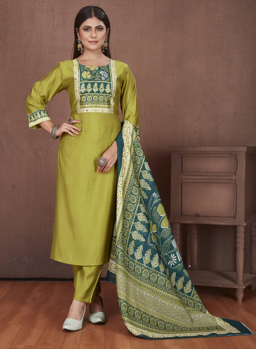 Style Samsara Silk Printed Kurti With Pants Women's Stitched Salwar Suit - Yellow ( Pack of 1 ) Style Samsara Silk Printed Kurti With Pants Women's Stitched Salwar Suit - Yellow ( Pack of 1 )
