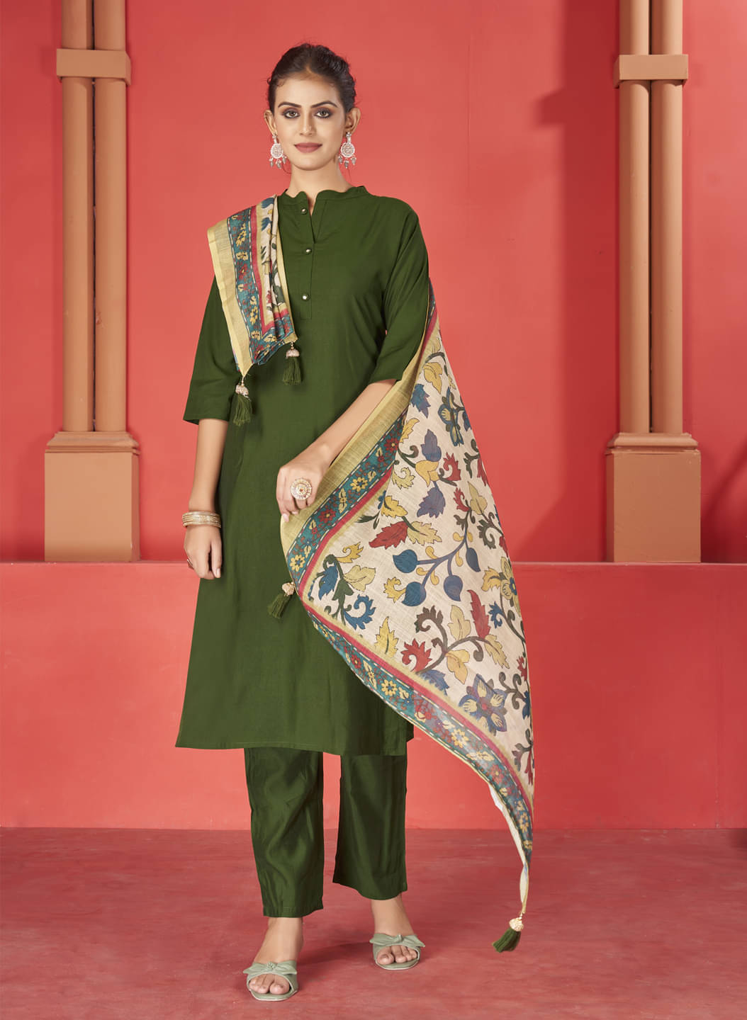 Style Samsara Silk Solid Kurti With Pants Women's Stitched Salwar Suit - Green ( Pack of 1 ) Style Samsara Silk Solid Kurti With Pants Women's Stitched Salwar Suit - Green ( Pack of 1 )