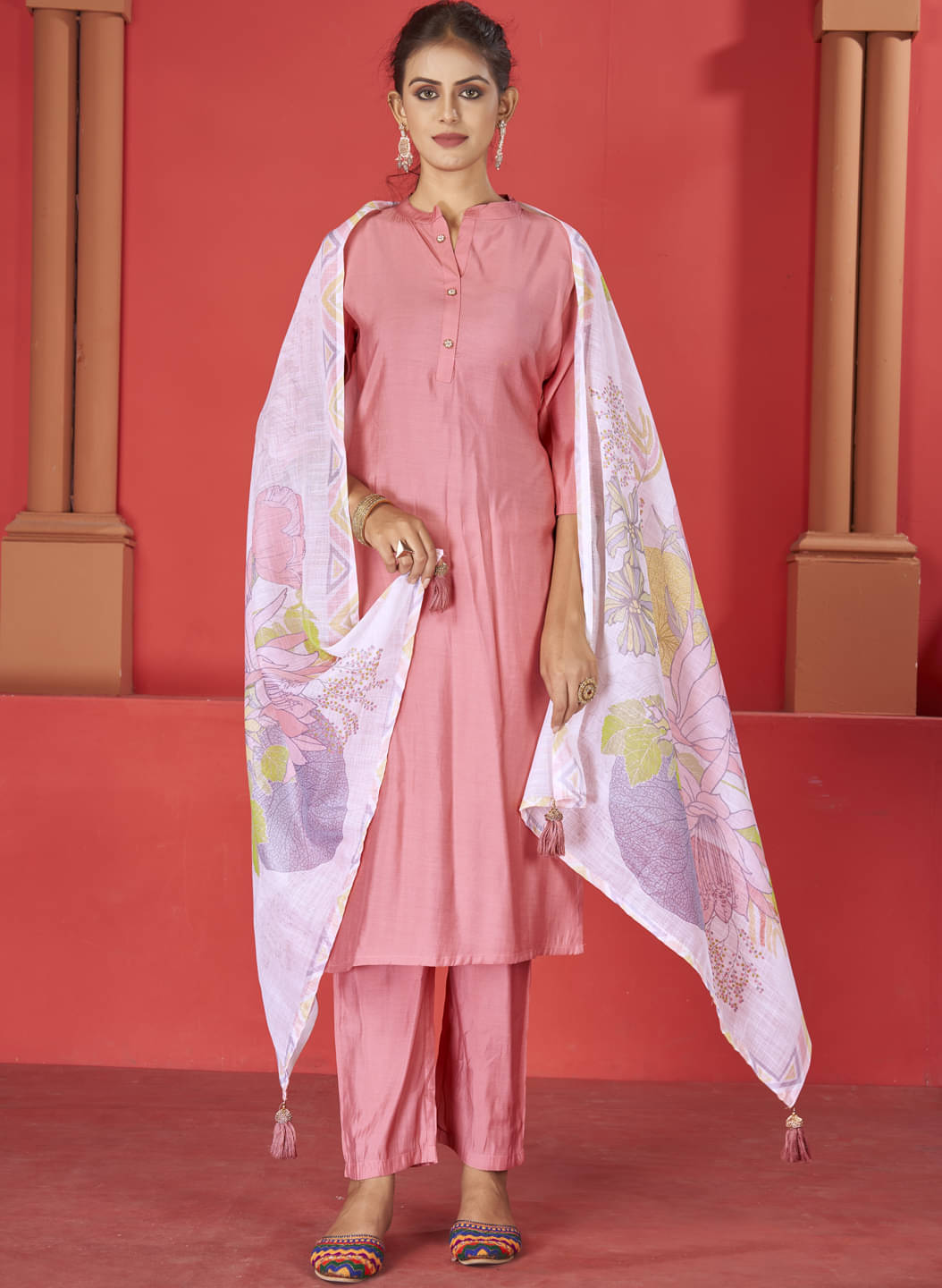 Style Samsara Silk Solid Kurti With Pants Women's Stitched Salwar Suit - Pink ( Pack of 1 )     			Style Samsara Silk Solid Kurti With Pants Women's Stitched Salwar Suit - Pink ( Pack of 1 )